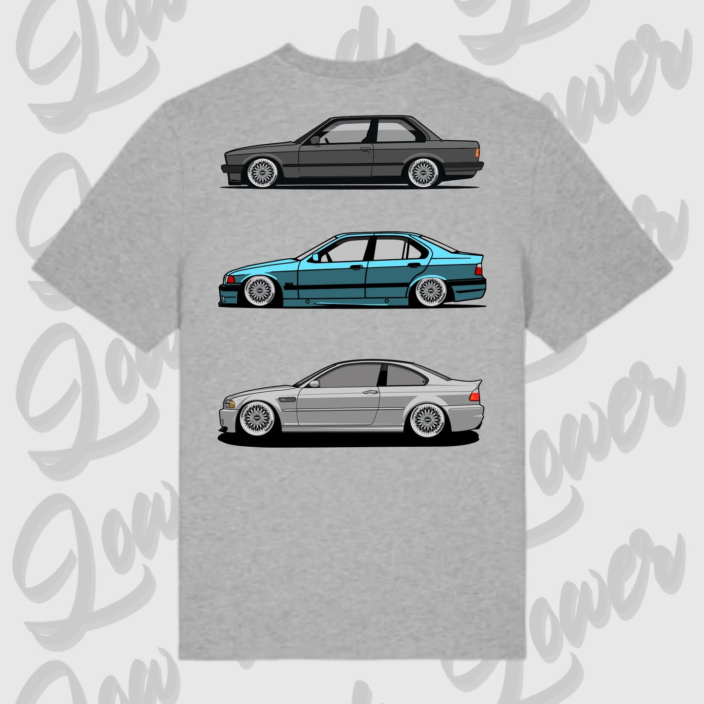 T-Shirt Tuning Cars, Personalisiert grau Rückseite, VW, B