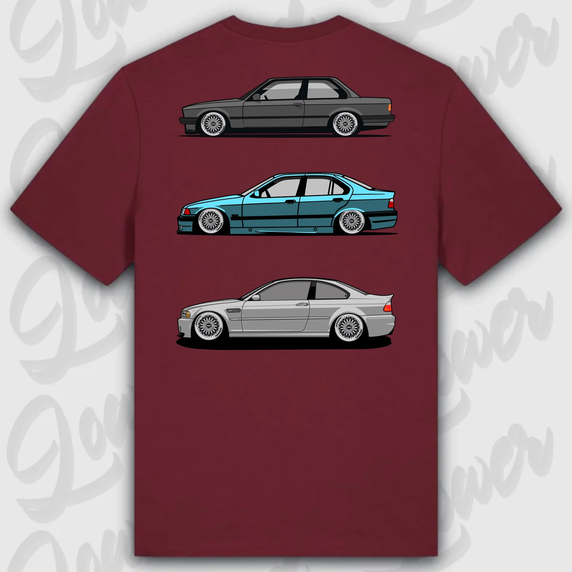 T-Shirt Tuning Cars, Personalisiert Rot Rückseite, VW, B