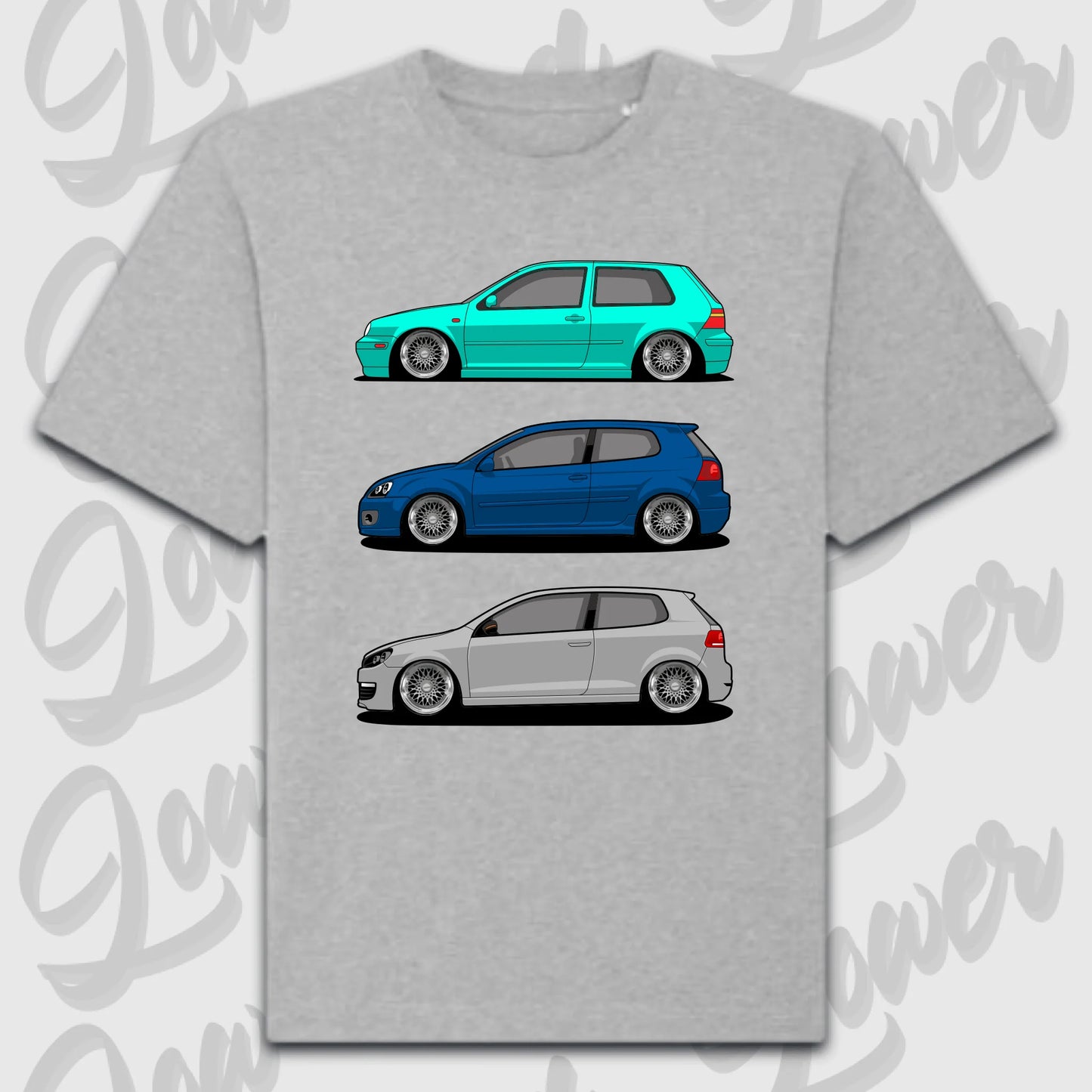 T-Shirt Personalisiert grau, VW, BMW, Mercedes, Audi