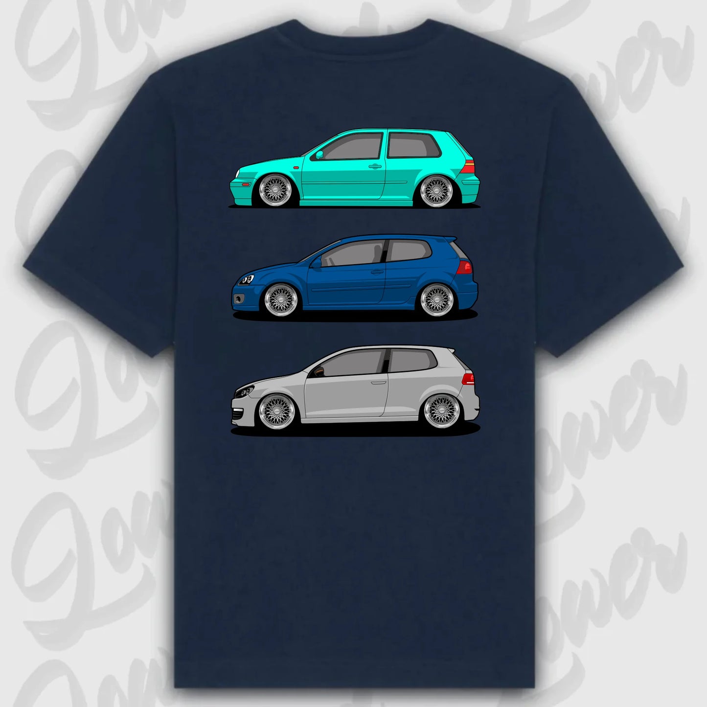T-Shirt Personalisiert blau, VW, BMW, Mercedes, Audi