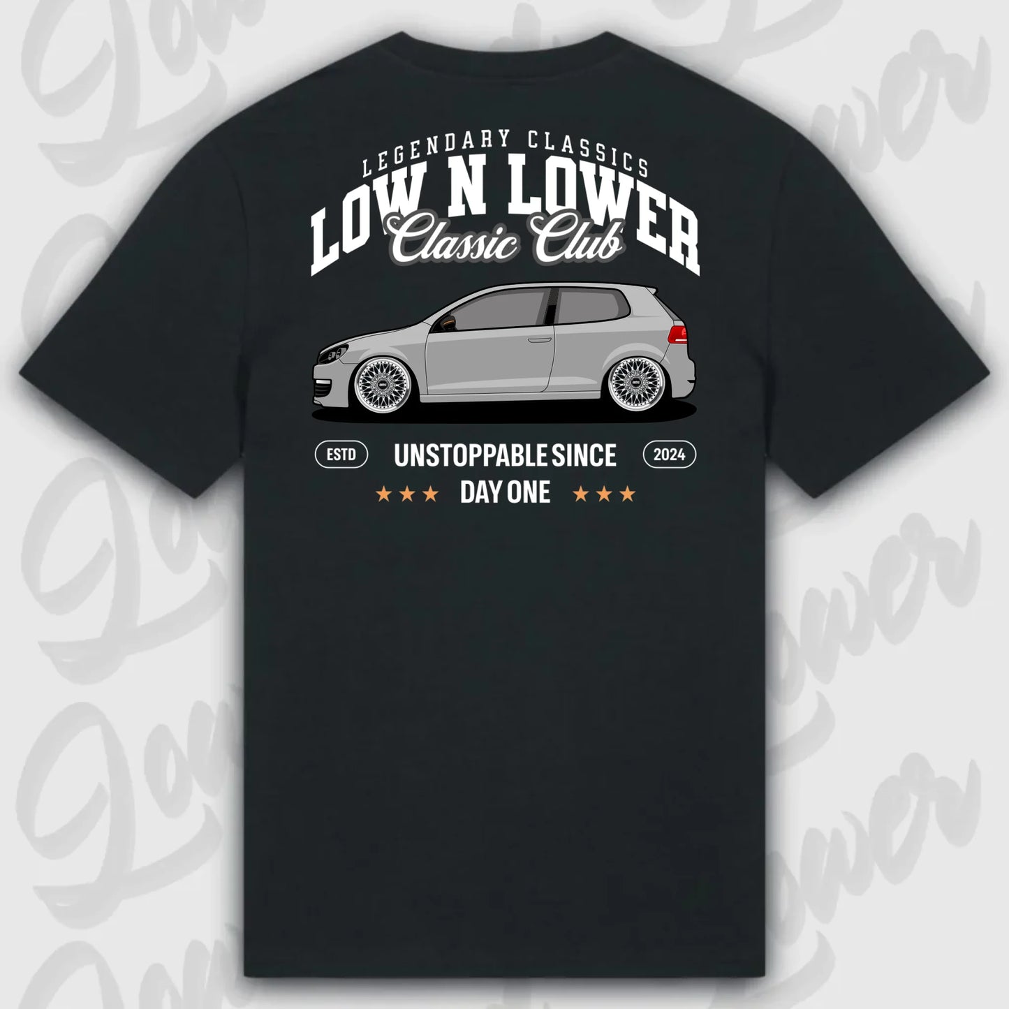 T-Shirt Tuning Cars, Personalisiert Schwarz Rückseite, VW, BMW, Audi, Mercedes, Autos