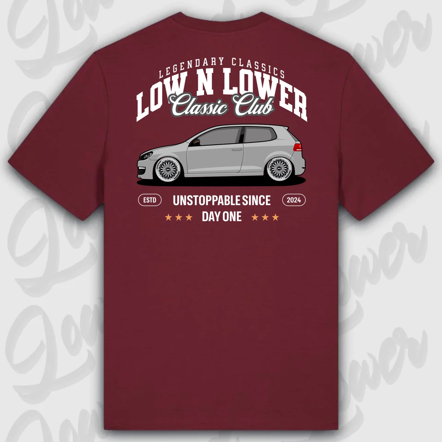T-Shirt Tuning Cars, Personalisiert Rot Rückseite, VW, B