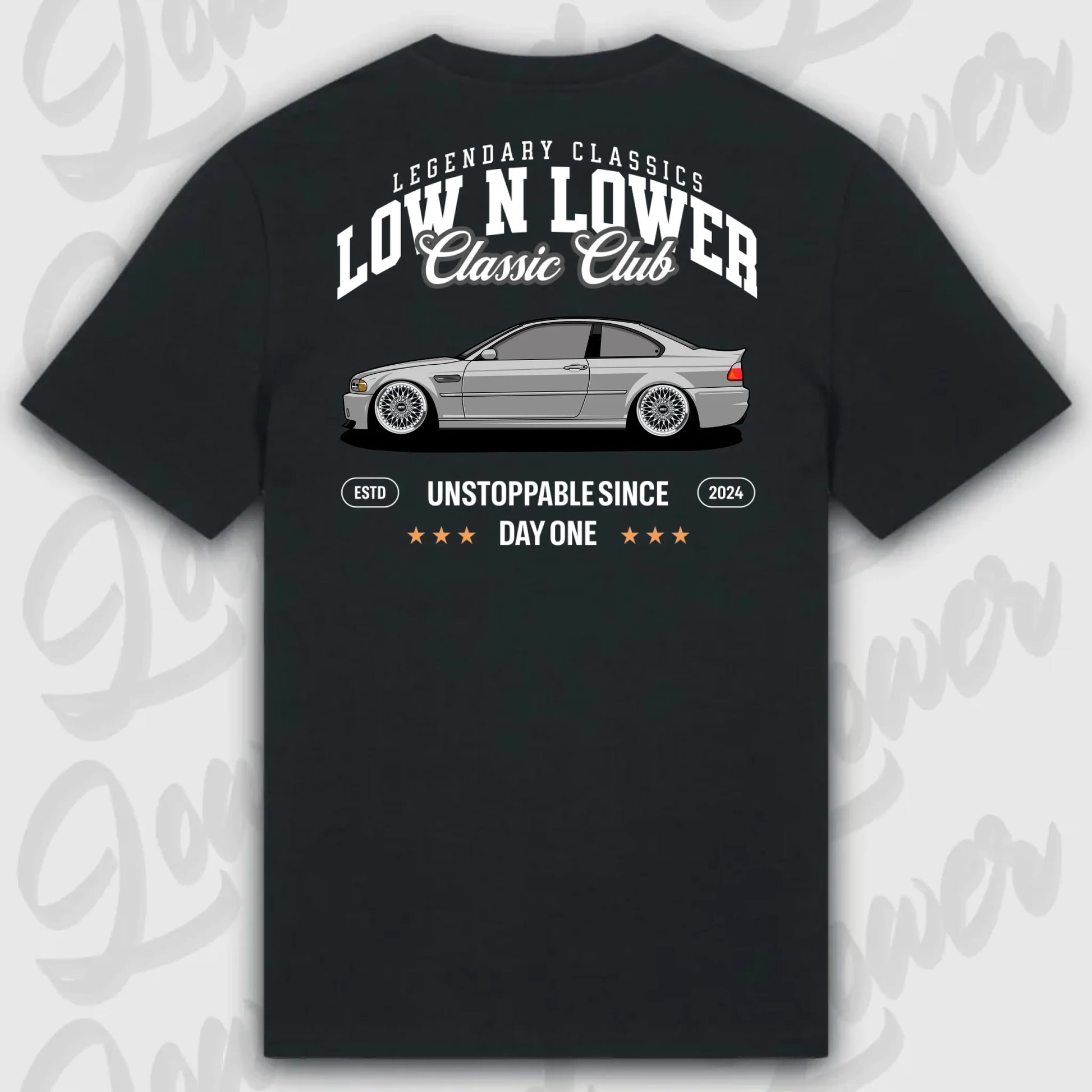 T-Shirt Tuning Cars, Personalisiert Schwarz Rückseite, VW, BMW, Audi, Mercedes, Autos