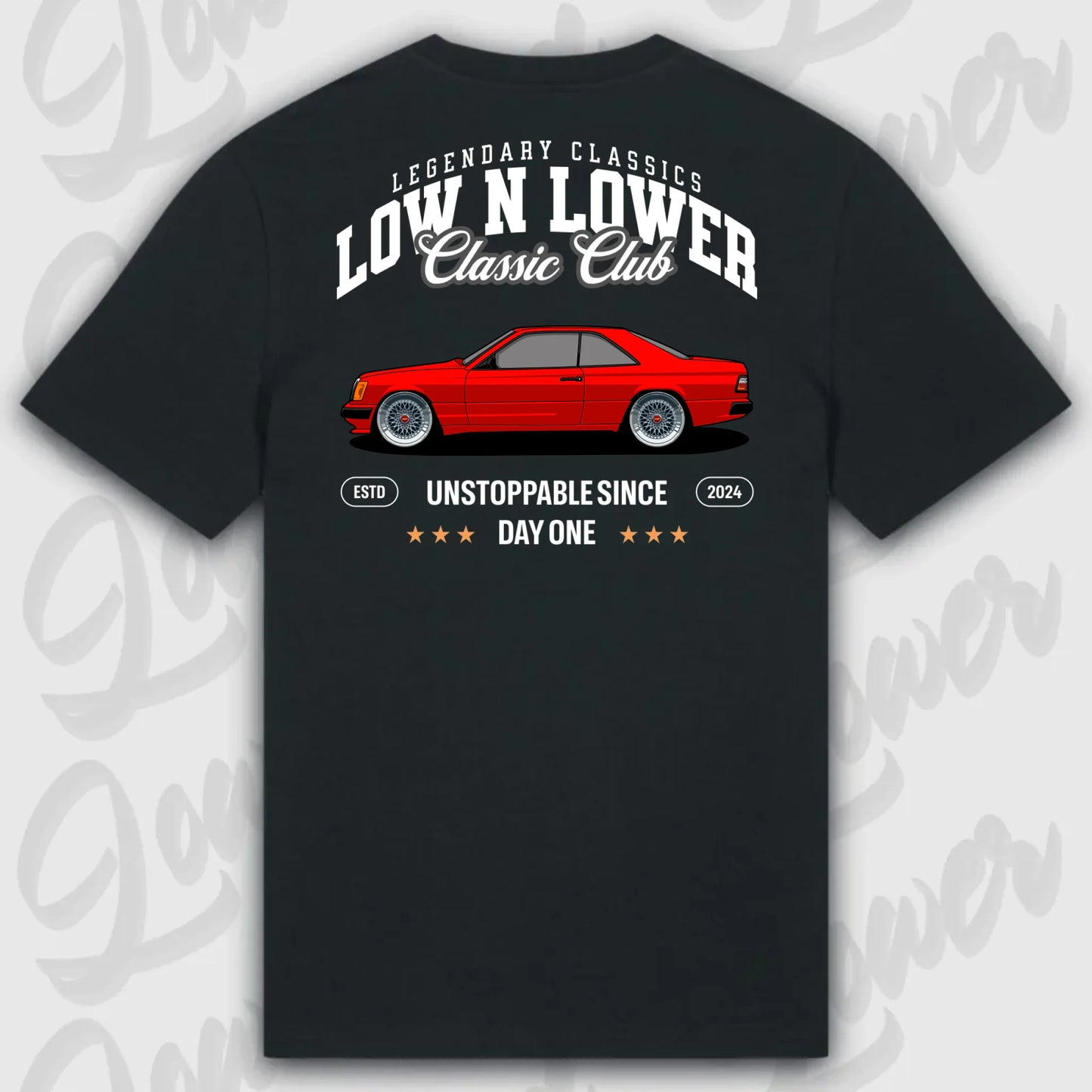 T-Shirt Tuning Cars, Personalisiert Schwarz Rückseite, VW, BMW, Audi, Mercedes, Autos