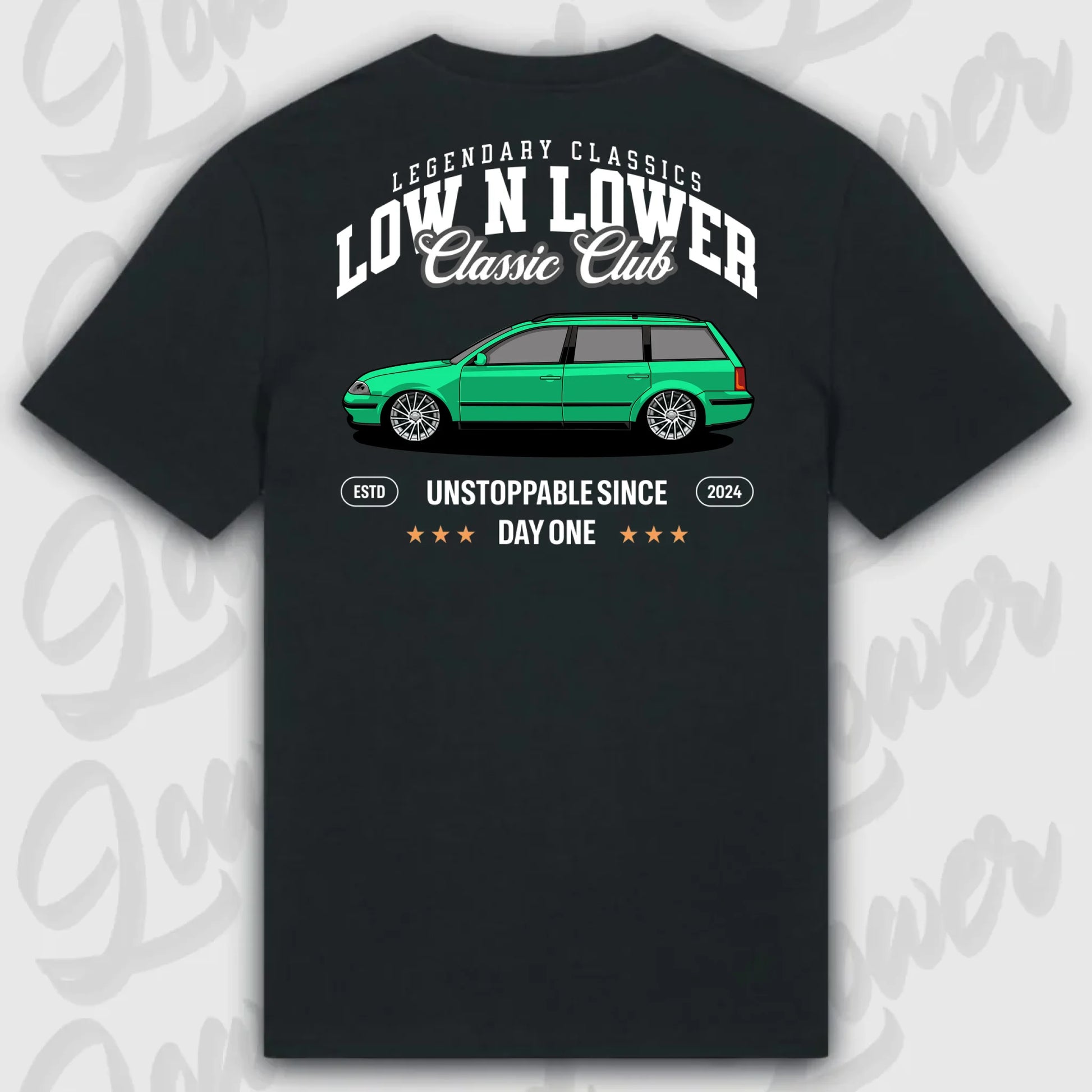 T-Shirt Tuning Cars, Personalisiert Schwarz Rückseite, VW, BMW, Audi, Mercedes, Autos
