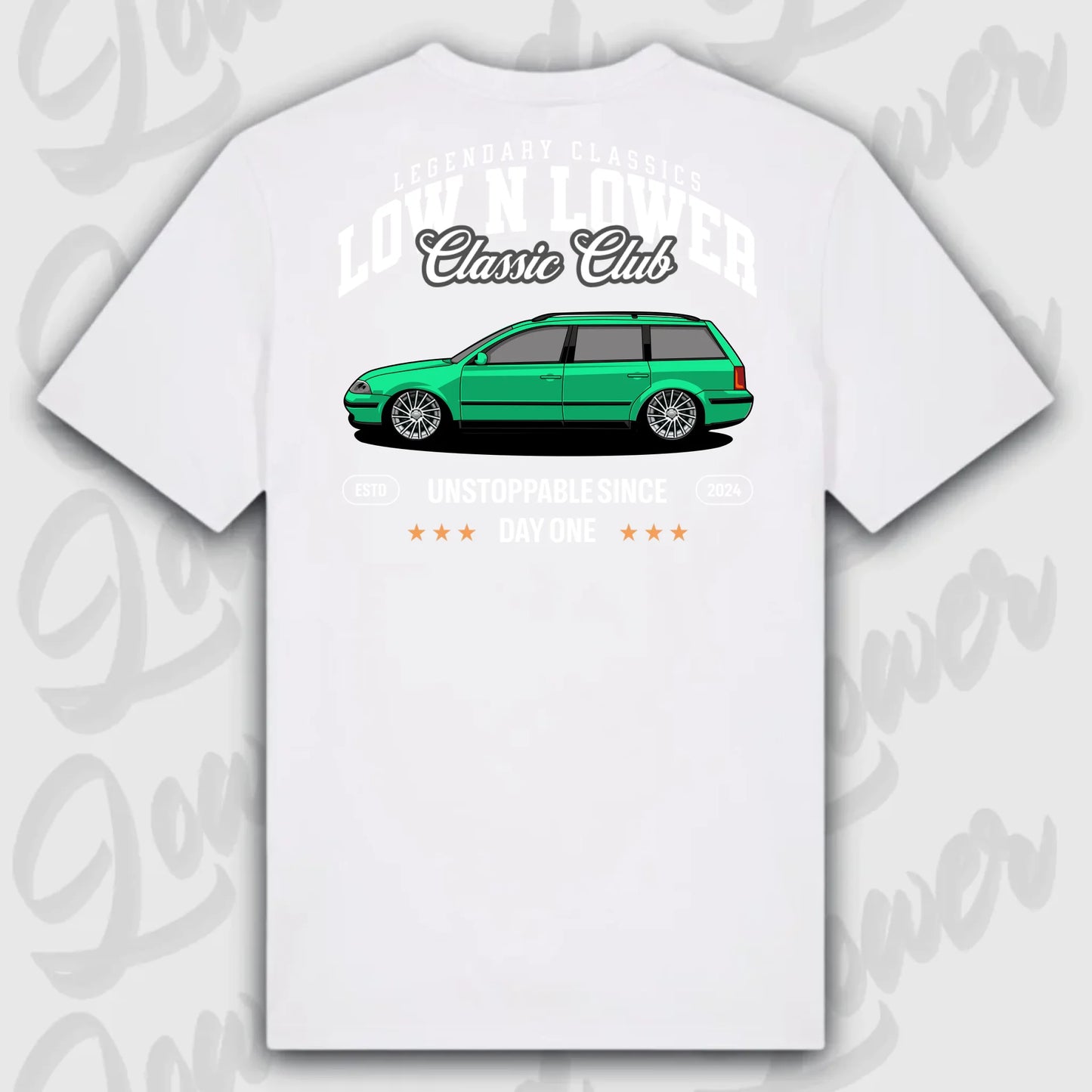 T-Shirt Tuning Cars, Personalisiert weiß Rückseite, VW, B