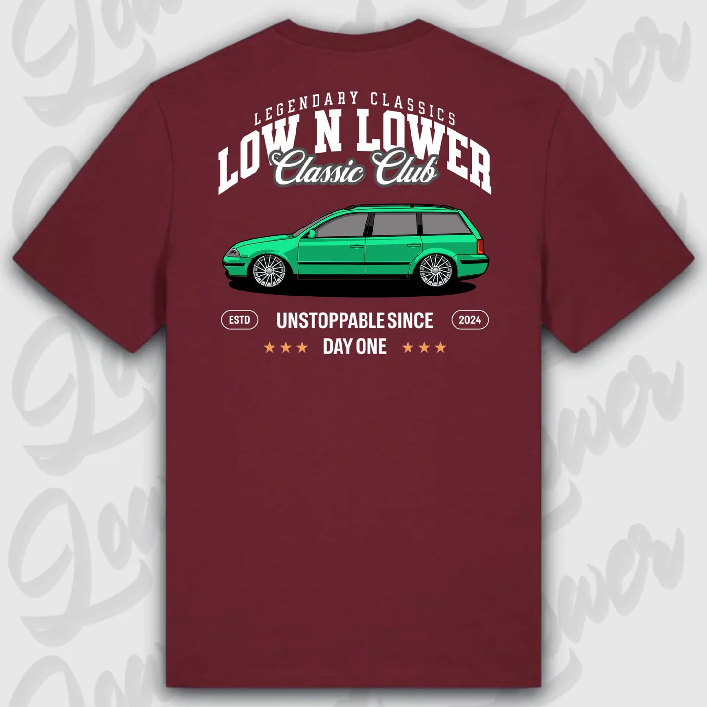 T-Shirt Tuning Cars, Personalisiert Rot Rückseite, VW, B