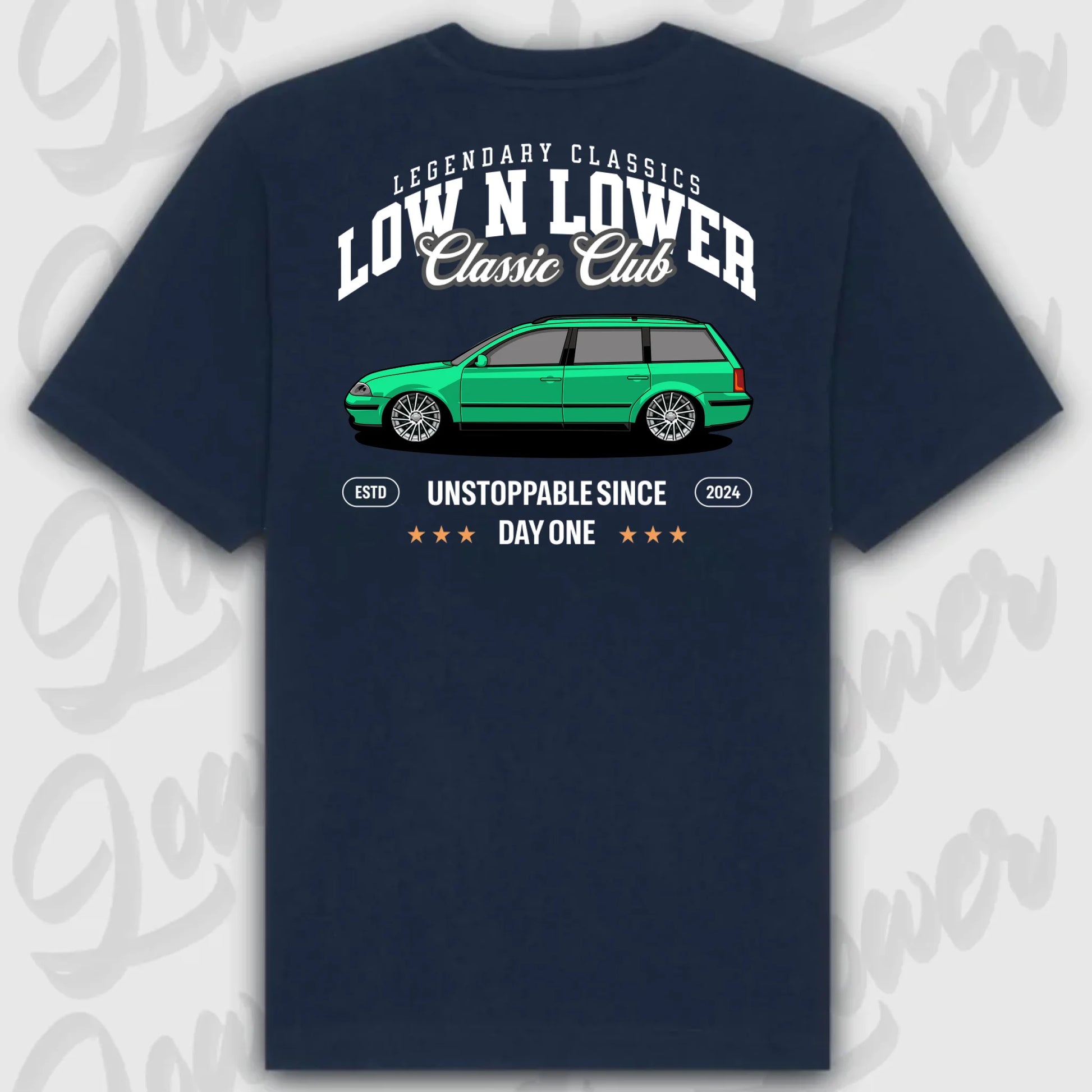 T-Shirt Tuning Cars, Personalisiert Blau Rückseite, VW, B