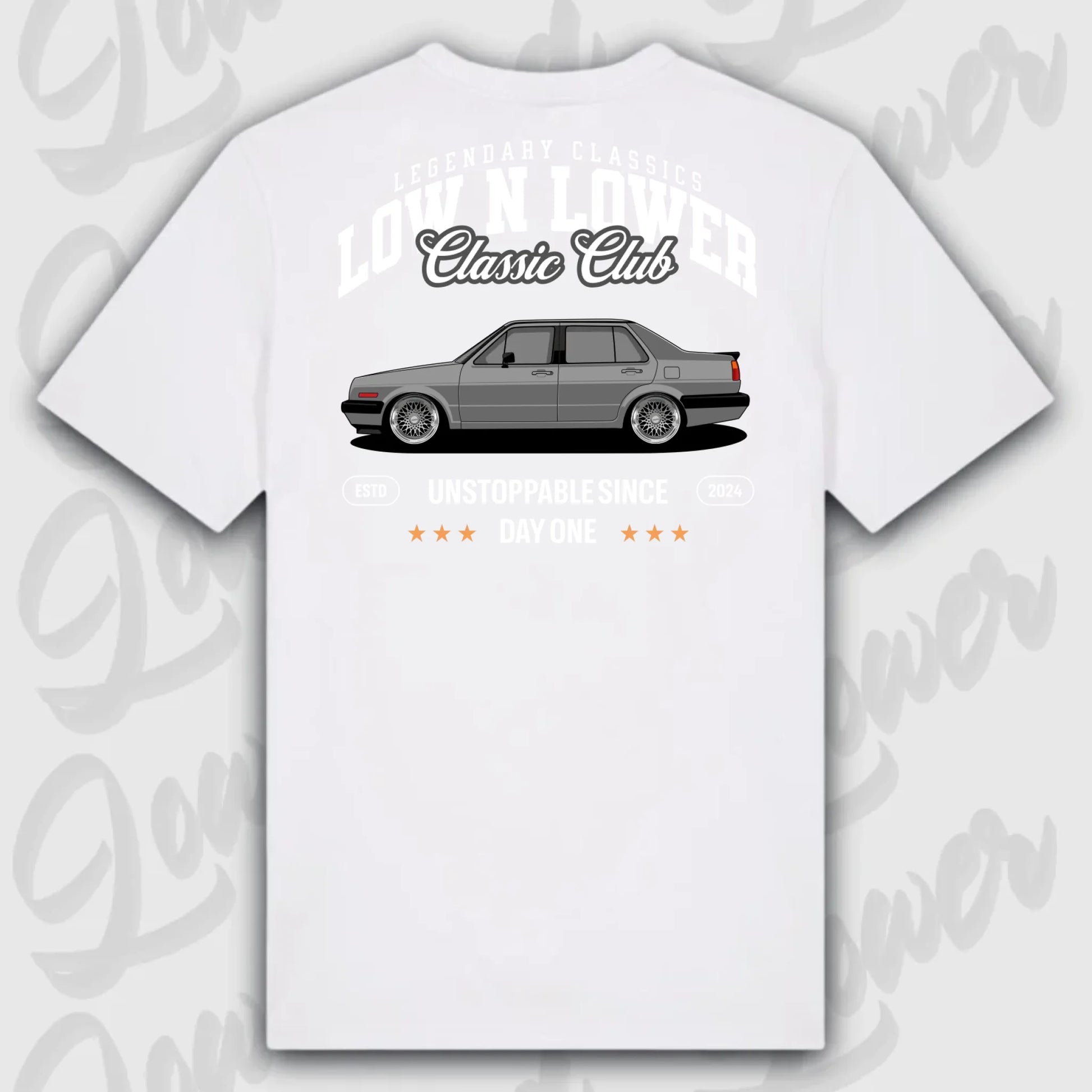 T-Shirt Tuning Cars, Personalisiert weiß Rückseite, VW, B