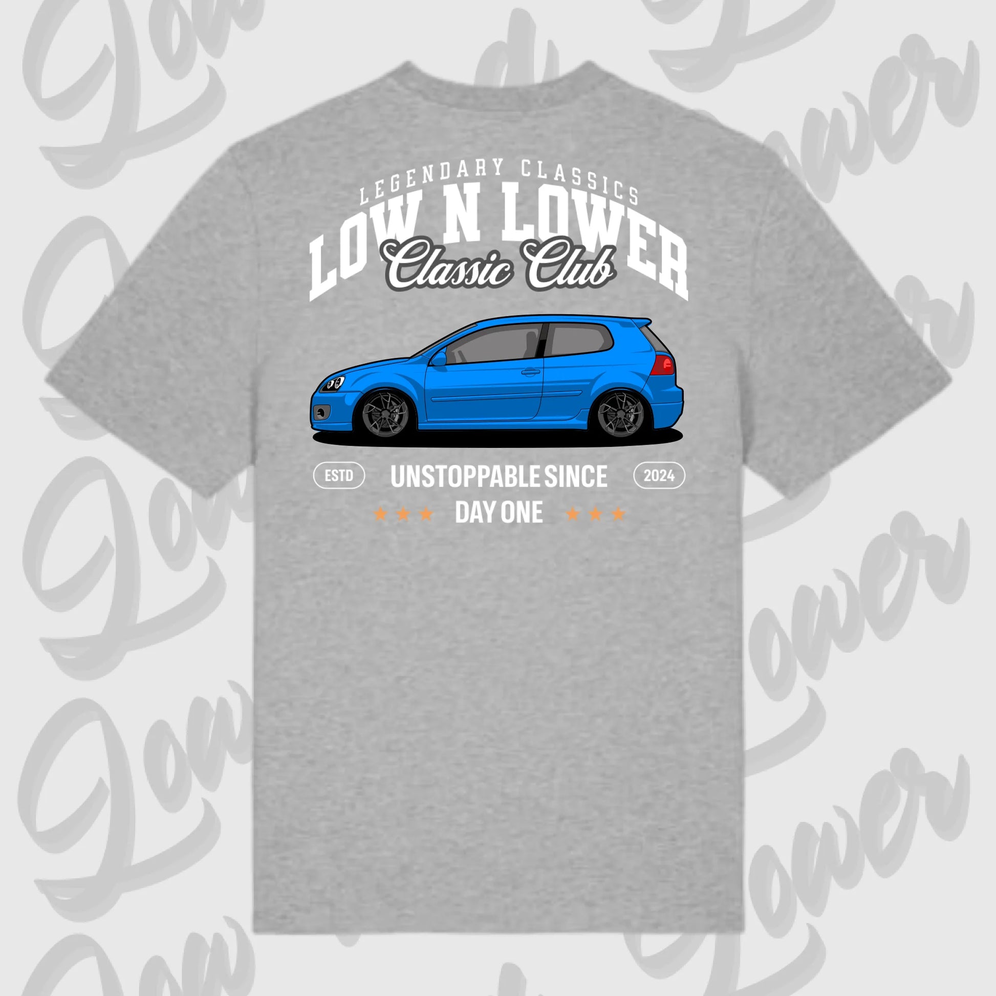 T-Shirt Tuning Cars, Personalisiert grau Rückseite, VW, B