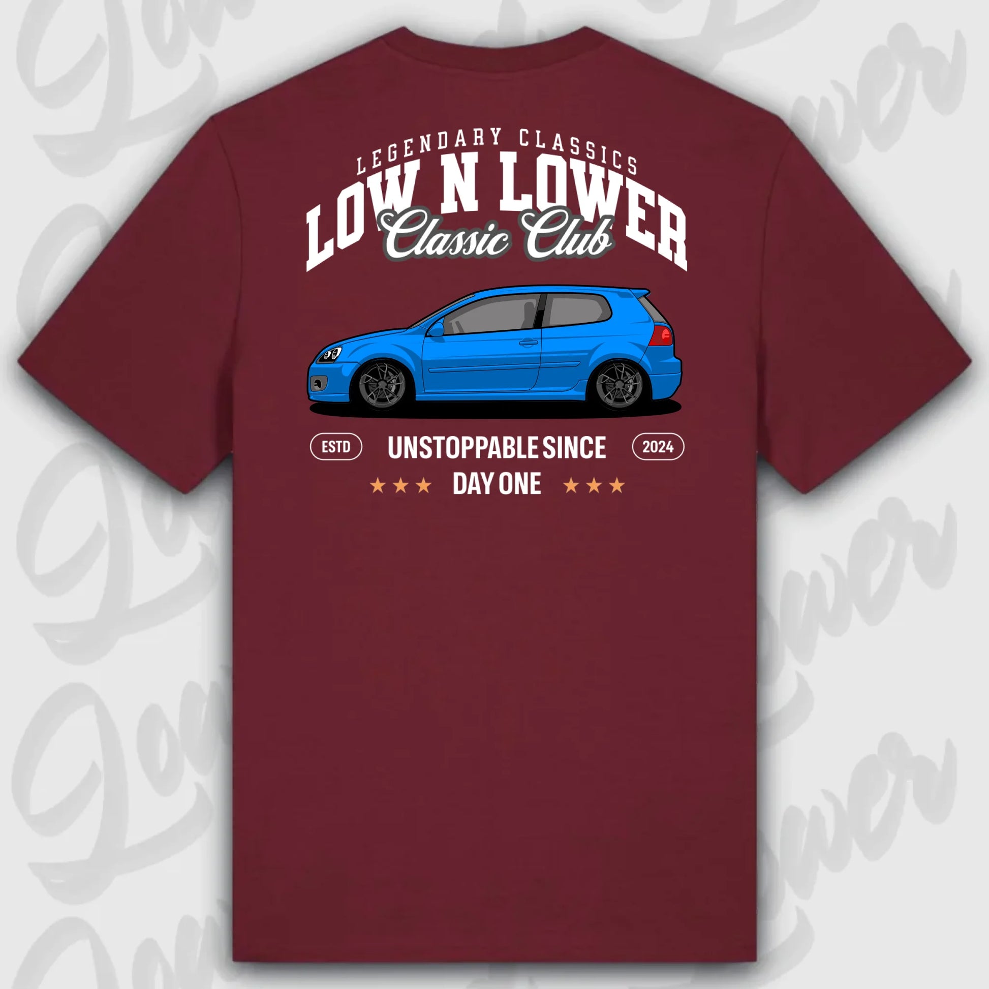 T-Shirt Tuning Cars, Personalisiert Rot Rückseite, VW, B