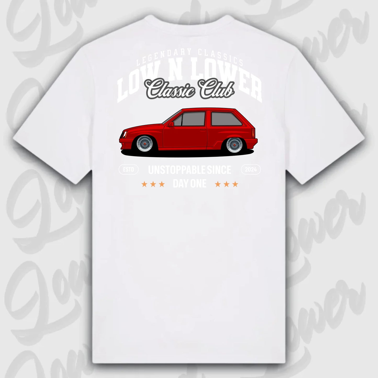 T-Shirt Tuning Cars, Personalisiert weiß Rückseite, VW, B