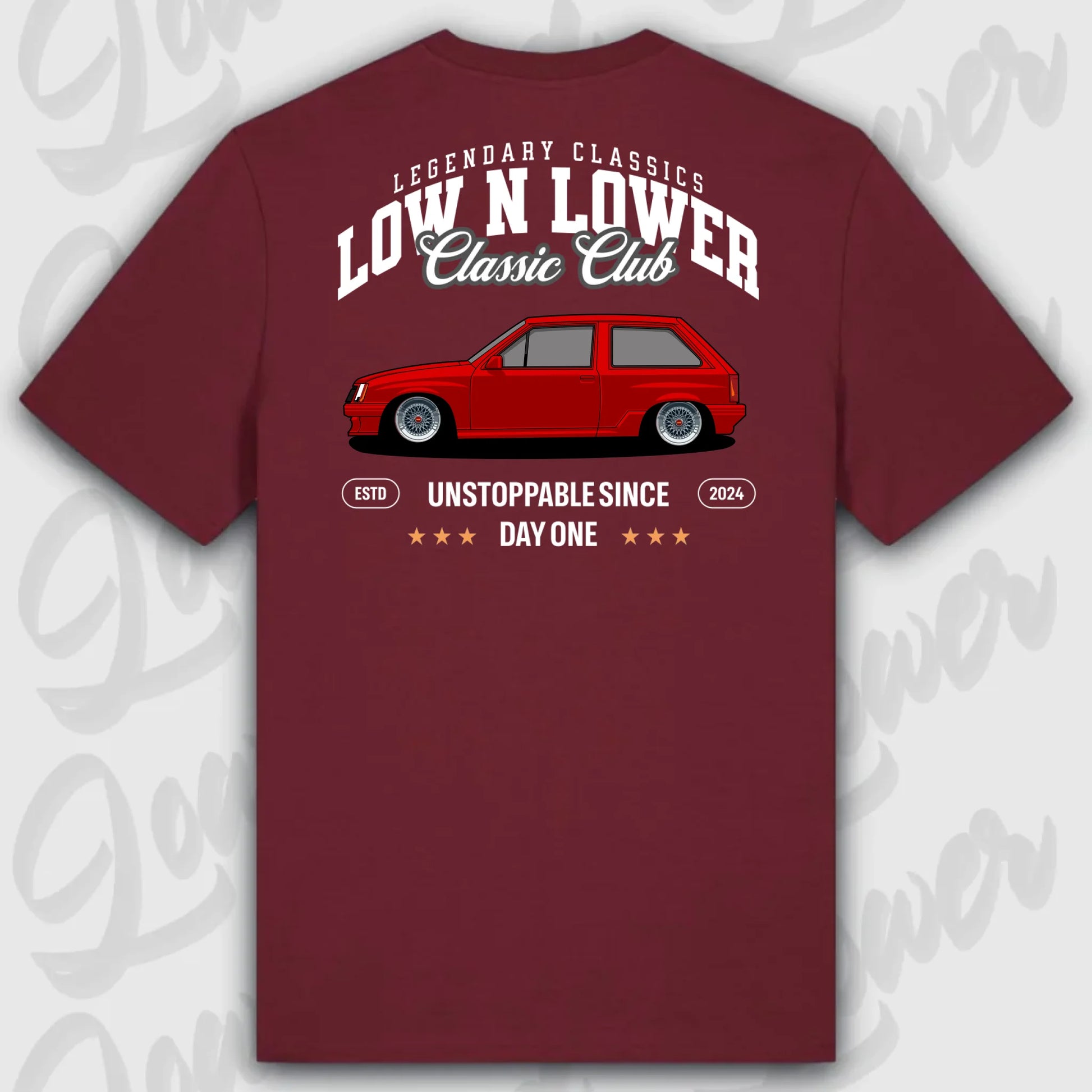 T-Shirt Tuning Cars, Personalisiert Rot Rückseite, VW, B
