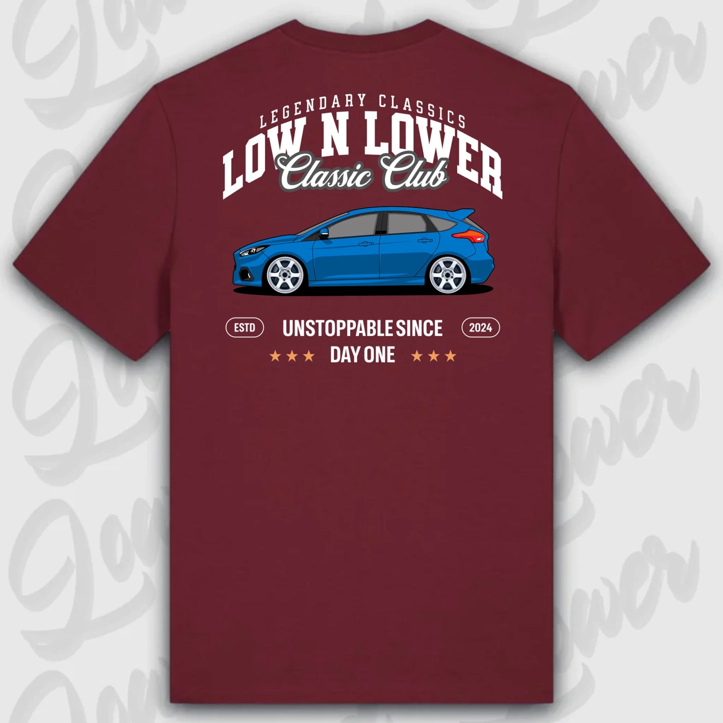 T-Shirt Tuning Cars, Personalisiert Rot Rückseite, VW, B