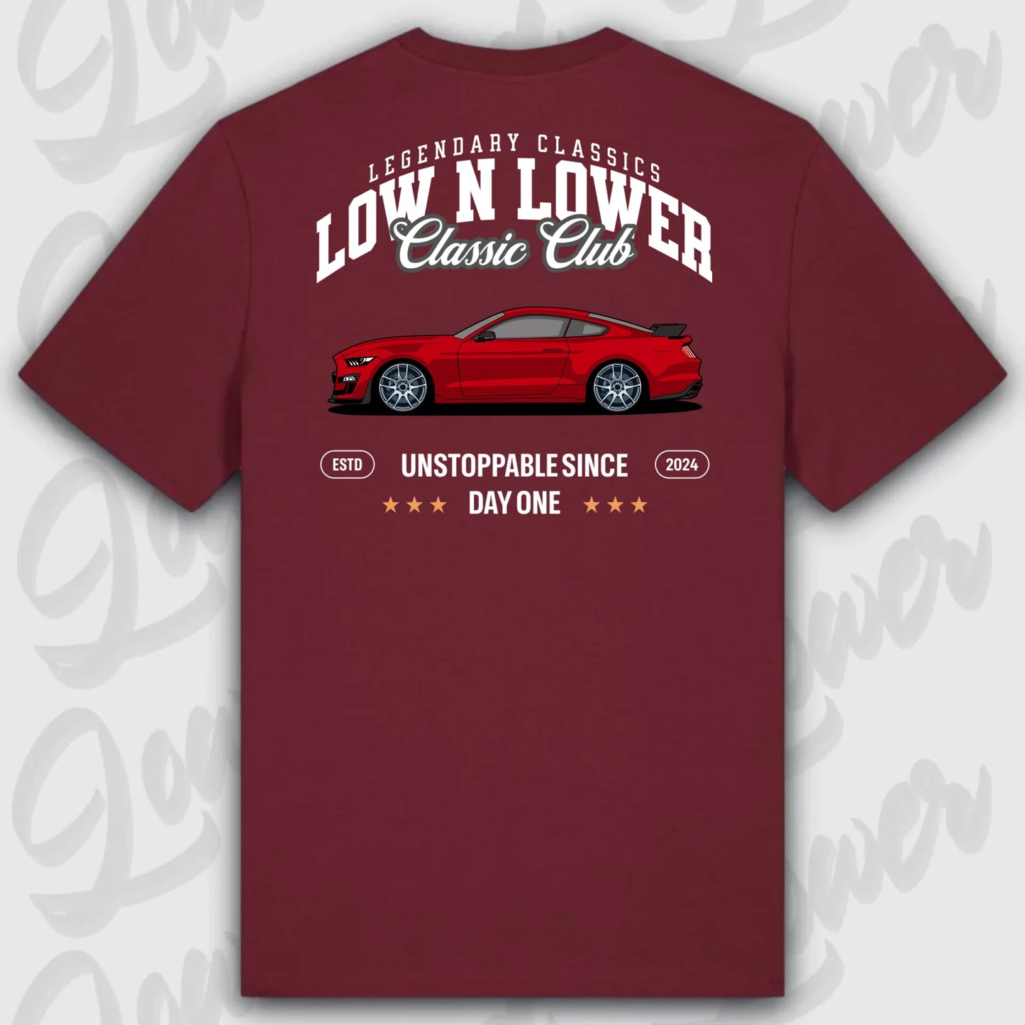 T-Shirt Tuning Cars, Personalisiert Rot Rückseite, VW, B