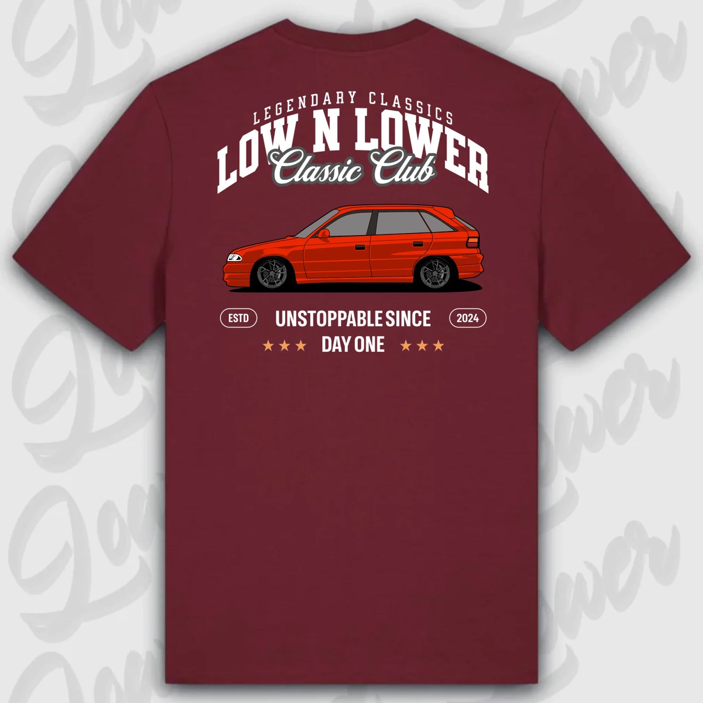 T-Shirt Tuning Cars, Personalisiert Rot Rückseite, VW, B