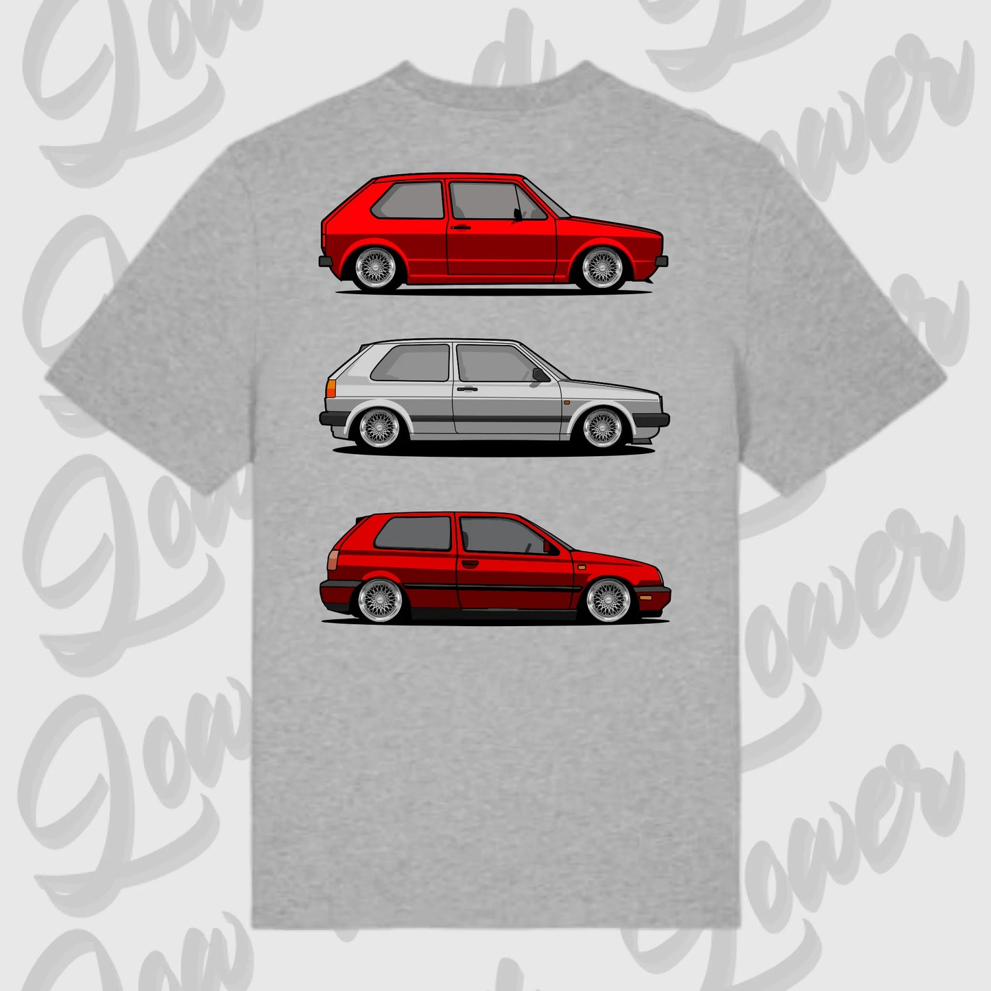 T-Shirt Tuning Cars, Personalisiert grau Rückseite, VW, B