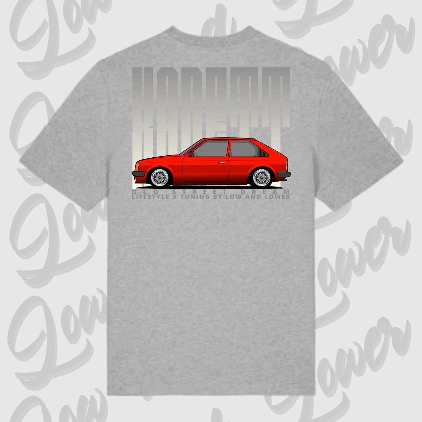 T-Shirt Tuning Cars, Personalisiert grau Rückseite, VW, B