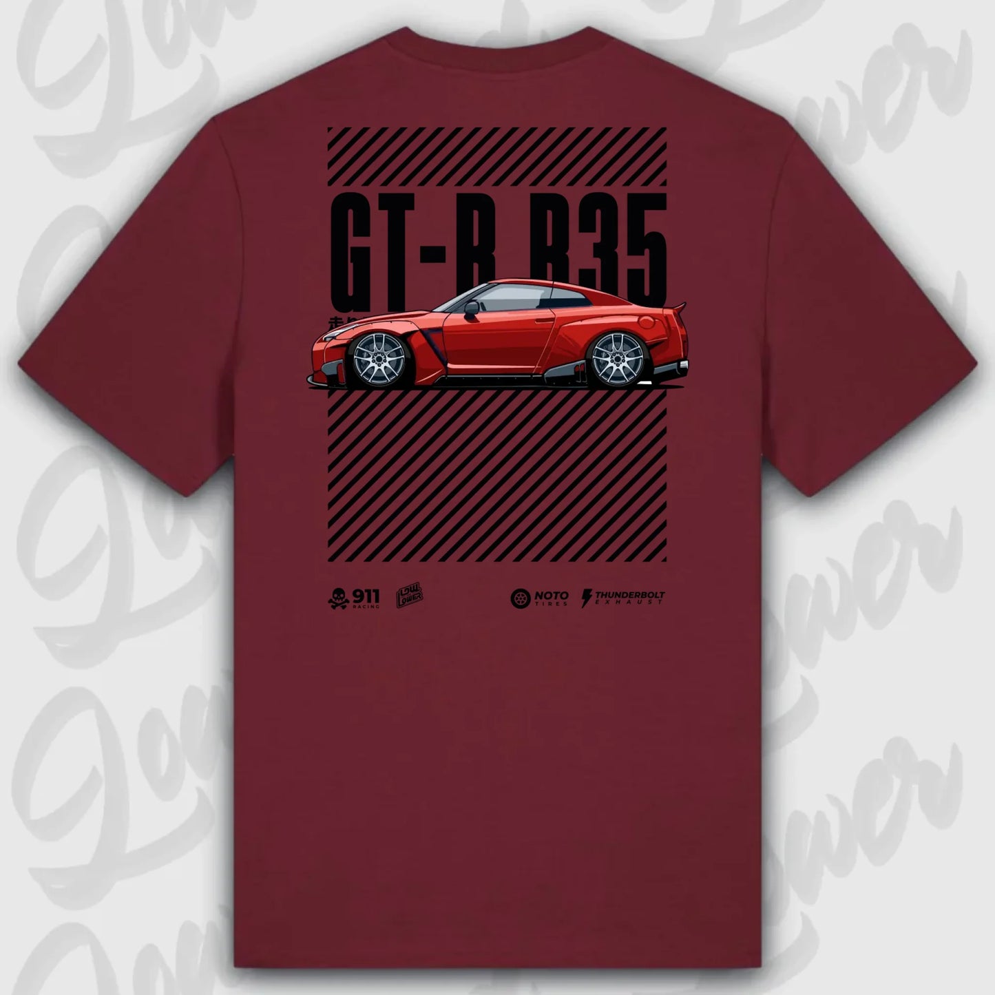 T-Shirt Tuning Cars, Personalisiert Rot Rückseite, VW, B