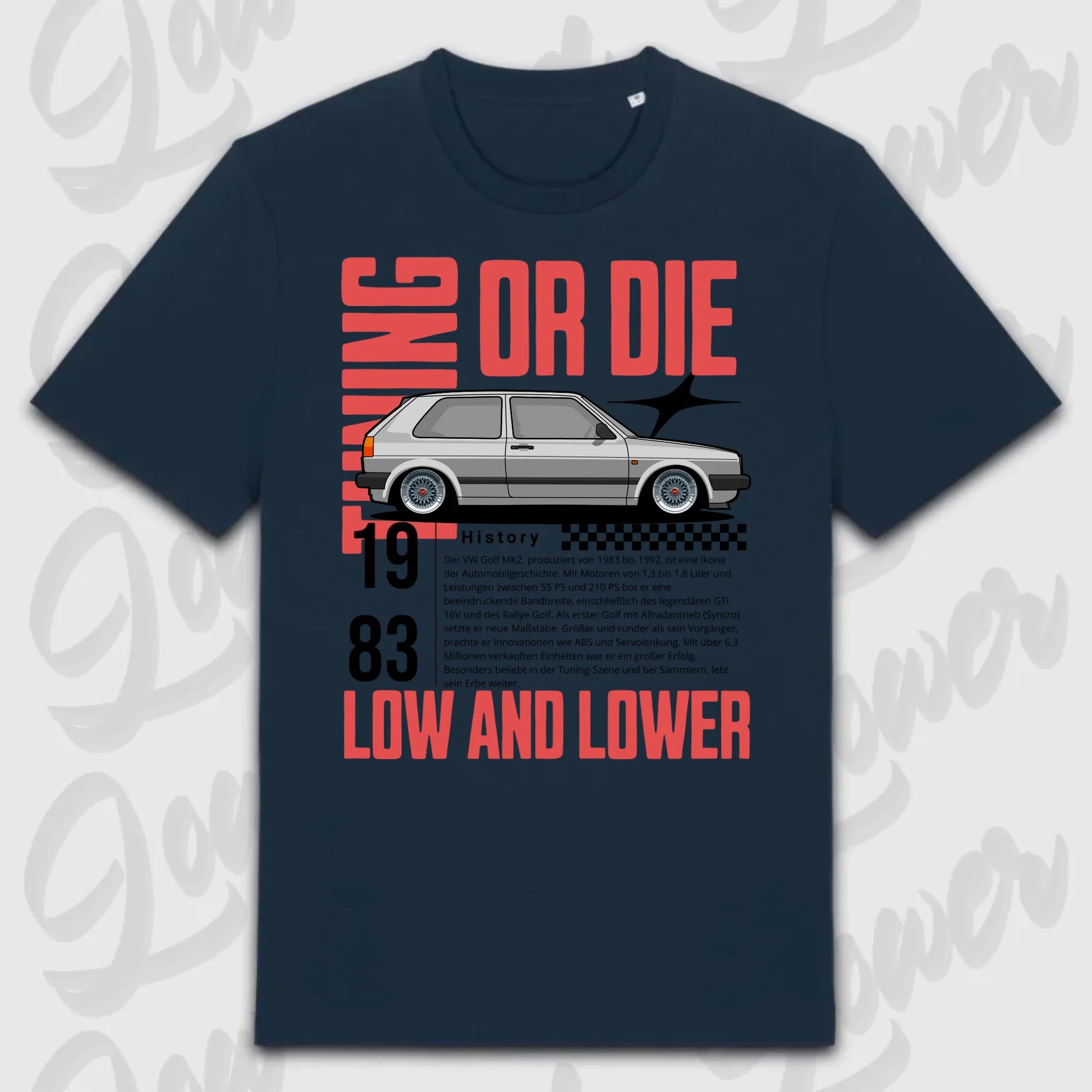 T-Shirt Tuning Cars, Personalisiert Blau, VW, BMW, Audi, Mercedes, Autos