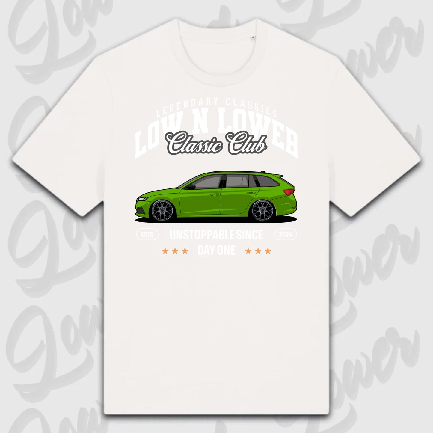 T-Shirt Tuning Cars, Personalisiert Weiß, VW, BMW, Audi, Mercedes, Autos