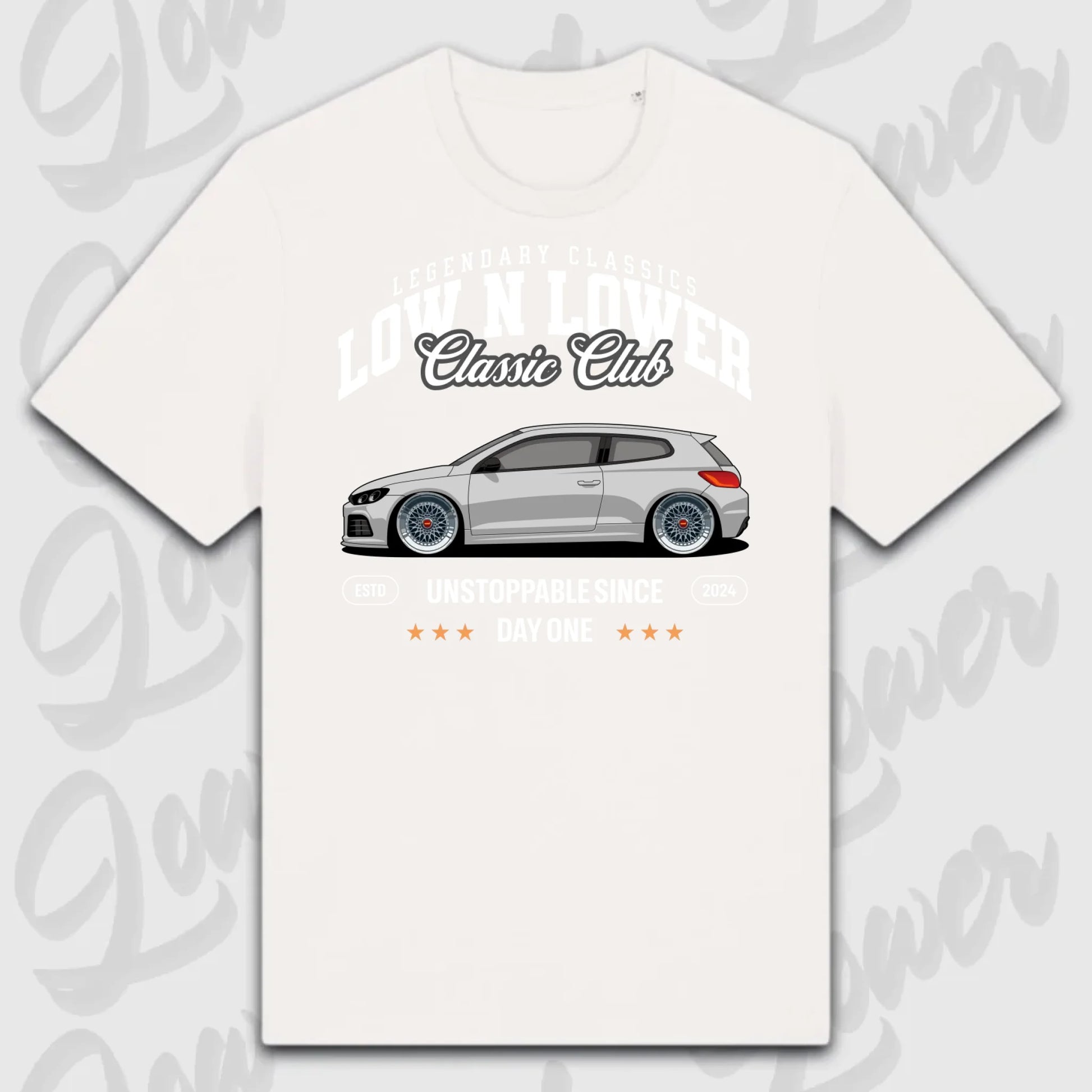 T-Shirt Tuning Cars, Personalisiert Weiß, VW, BMW, Audi, Mercedes, Autos