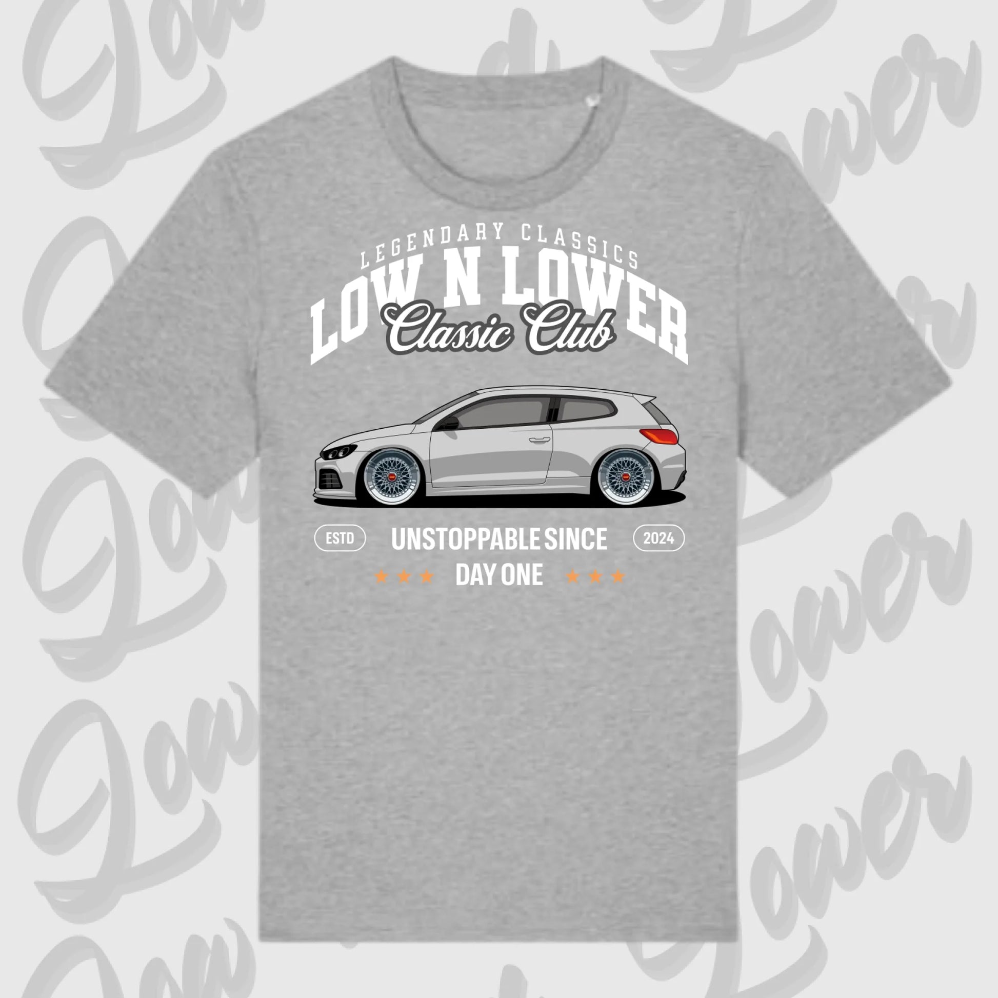 T-Shirt Tuning Cars, Personalisiert grau, VW, BMW, Audi, Mercedes, Autos