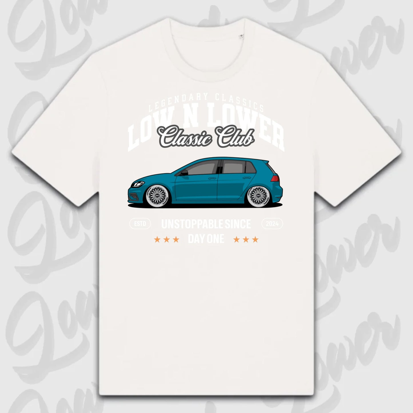 T-Shirt Tuning Cars, Personalisiert Weiß, VW, BMW, Audi, Mercedes, Autos