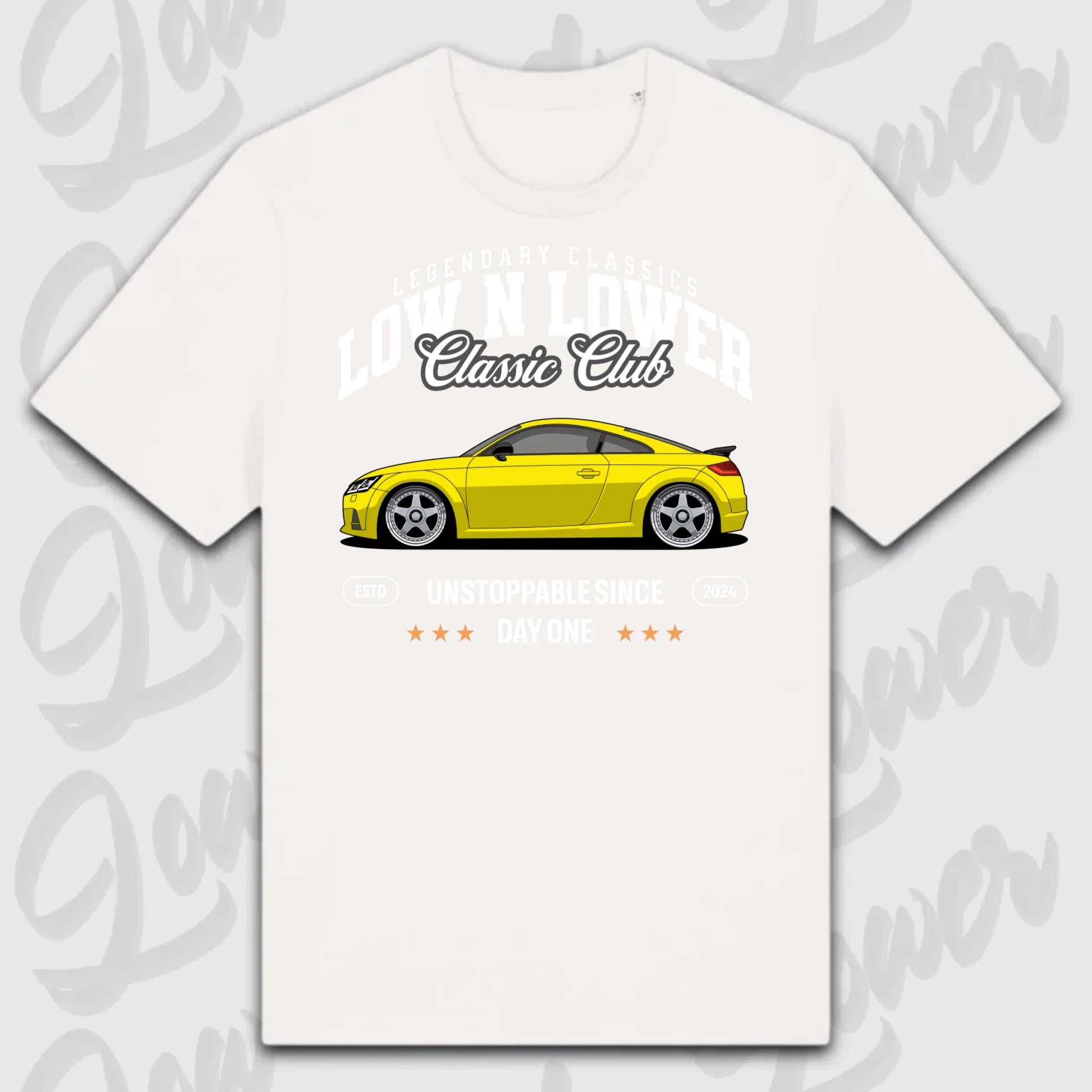 T-Shirt Tuning Cars, Personalisiert Weiß, VW, BMW, Audi, Mercedes, Autos