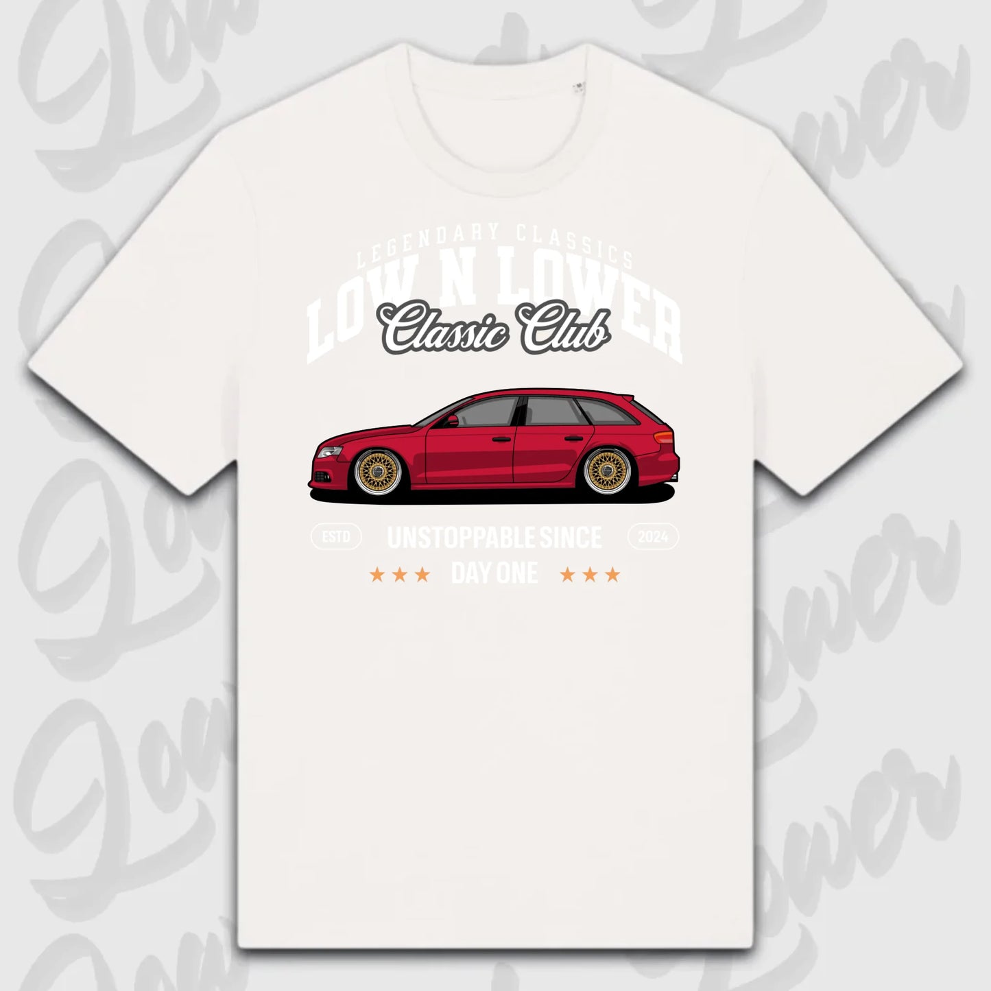 T-Shirt Tuning Cars, Personalisiert Weiß, VW, BMW, Audi, Mercedes, Autos