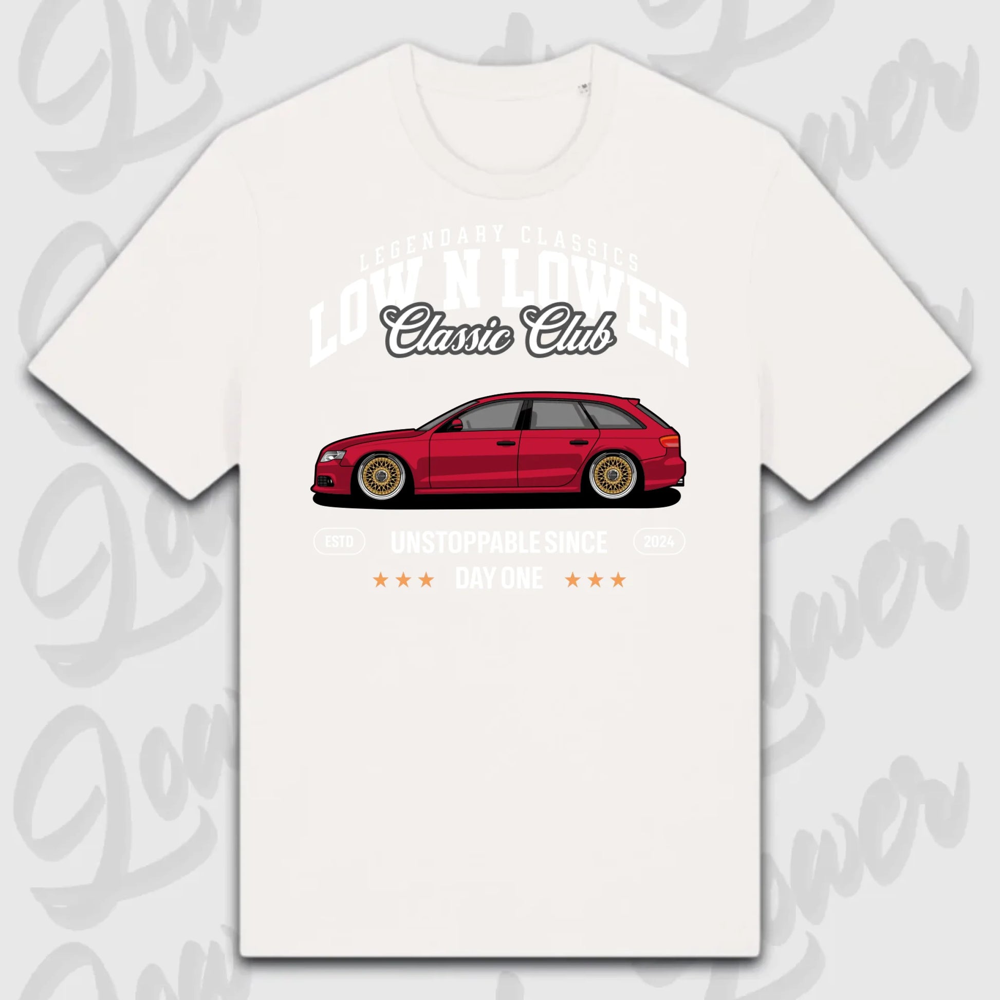 T-Shirt Tuning Cars, Personalisiert Weiß, VW, BMW, Audi, Mercedes, Autos