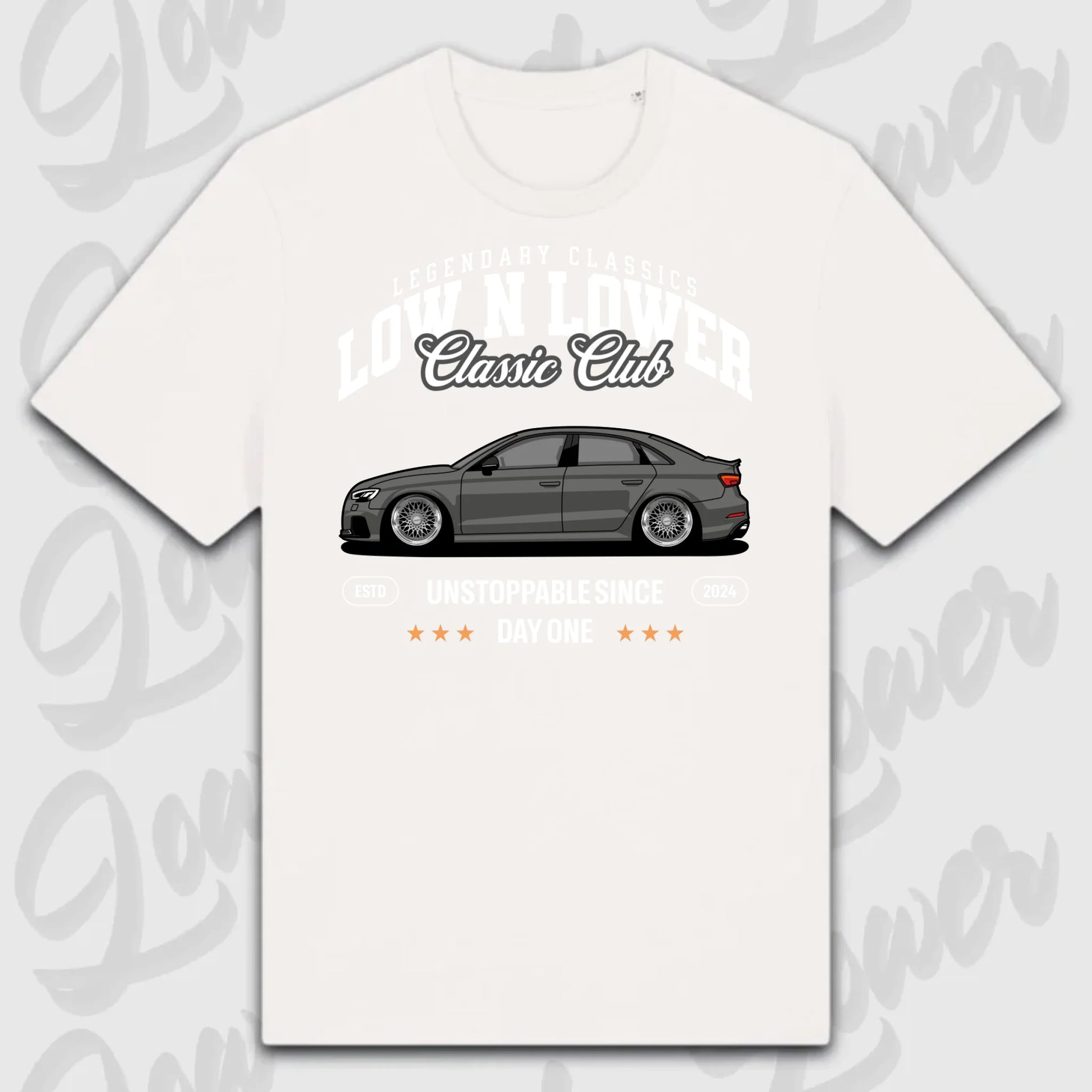 T-Shirt Tuning Cars, Personalisiert Weiß, VW, BMW, Audi, Mercedes, Autos