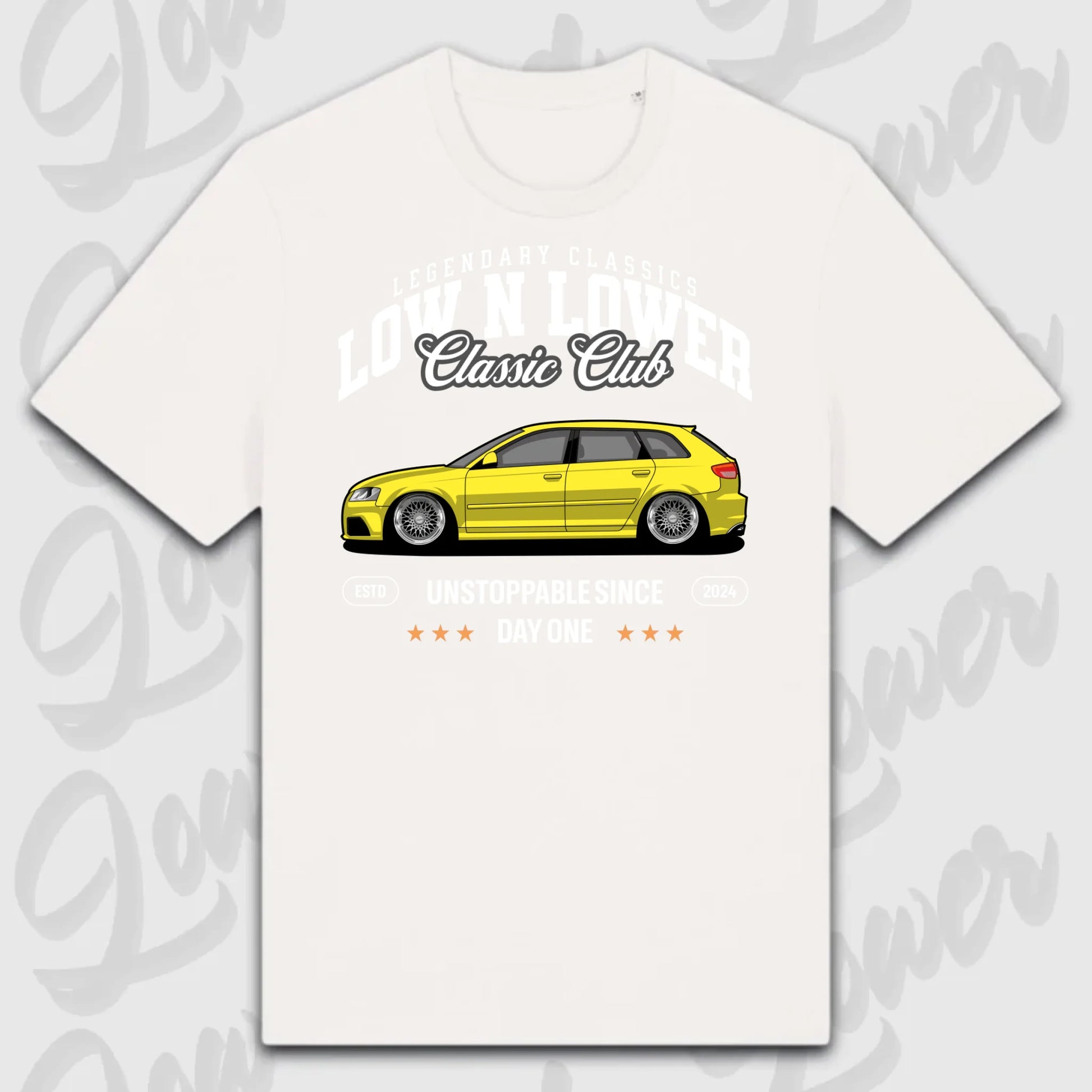 T-Shirt Tuning Cars, Personalisiert Weiß, VW, BMW, Audi, Mercedes, Autos