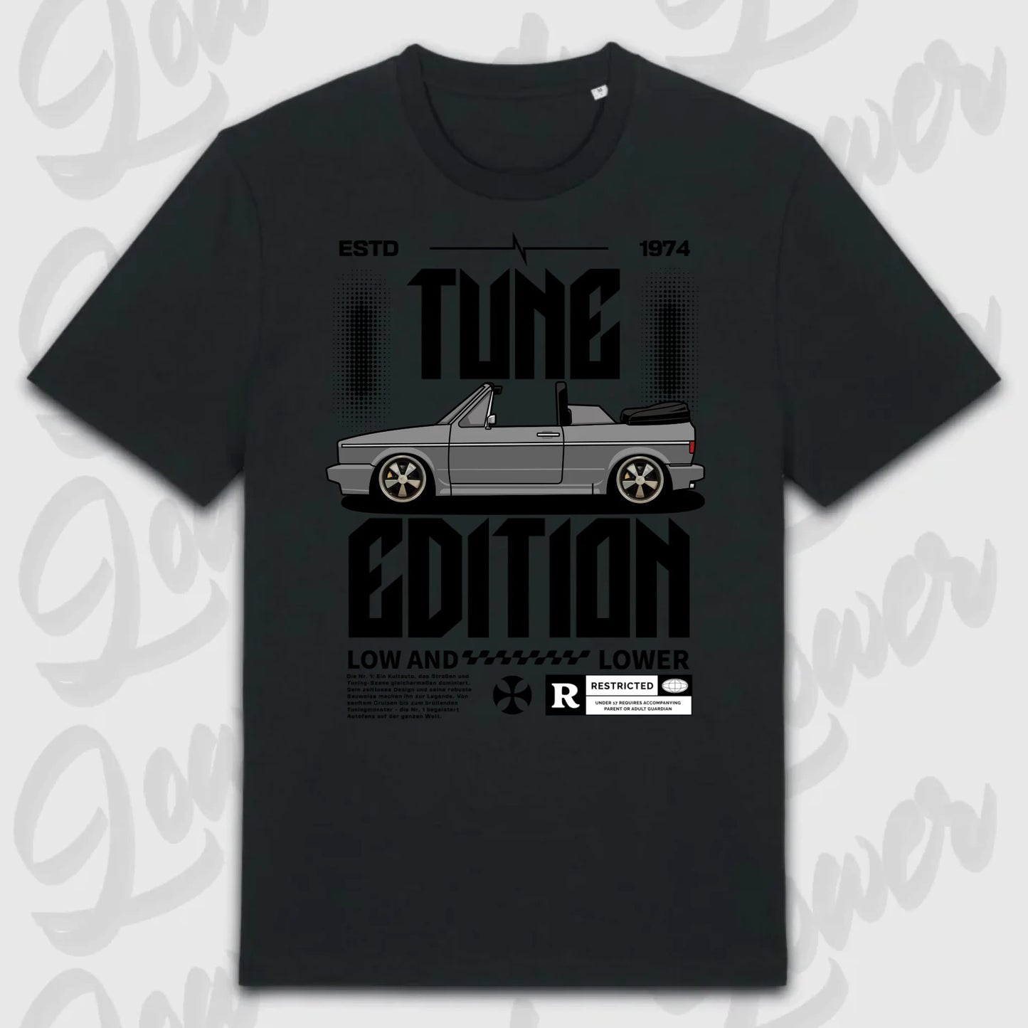 T-Shirt Tuning Cars, Personalisiert Schwarz, VW, BMW, Audi, Mercedes, Autos