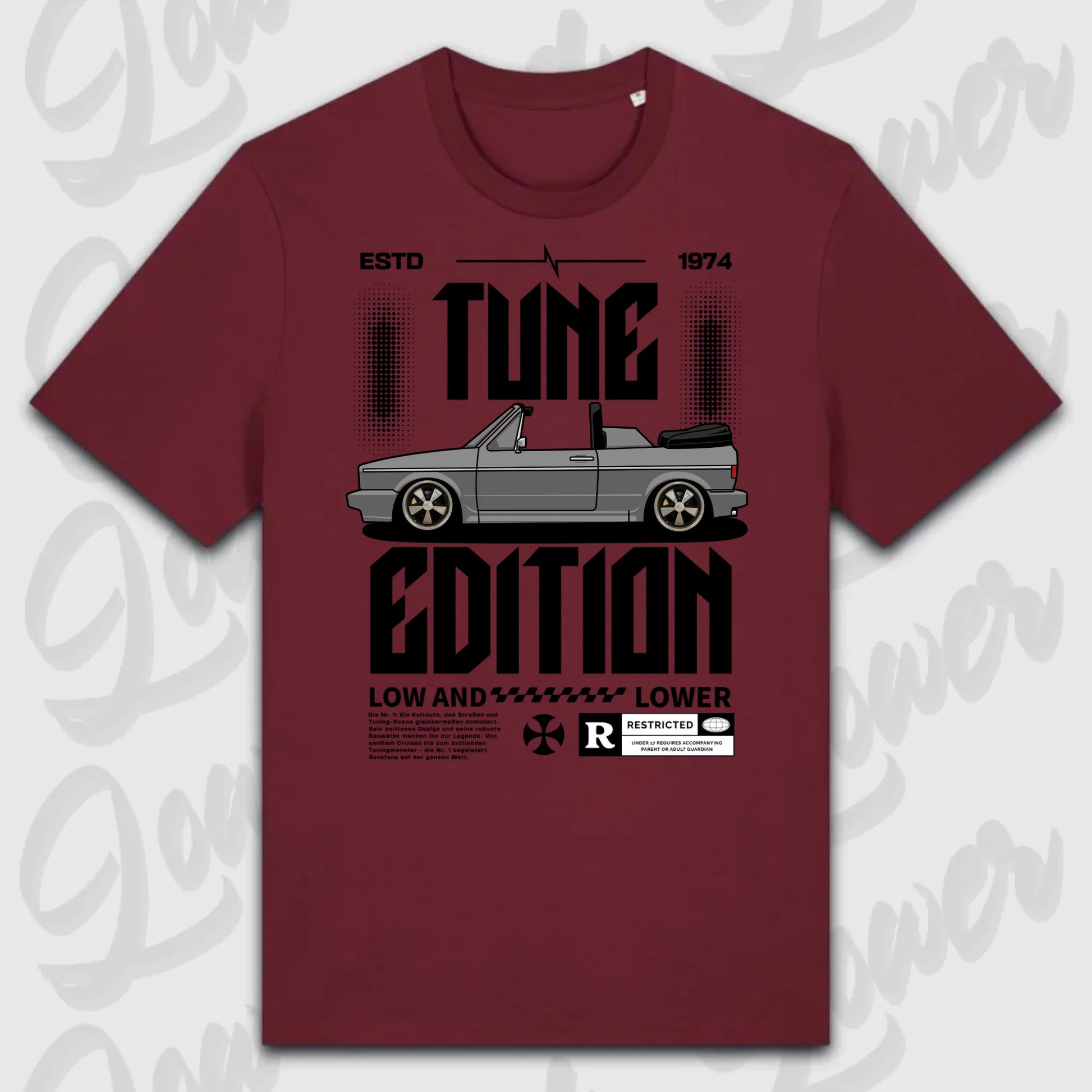 T-Shirt Tuning Cars, Personalisiert Rot, VW, BMW, Audi, Mercedes, Autos