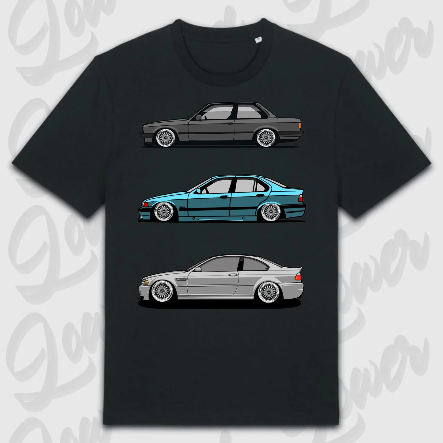 T-Shirt Tuning Cars, Personalisiert Schwarz, VW, BMW, Audi, Mercedes, Autos