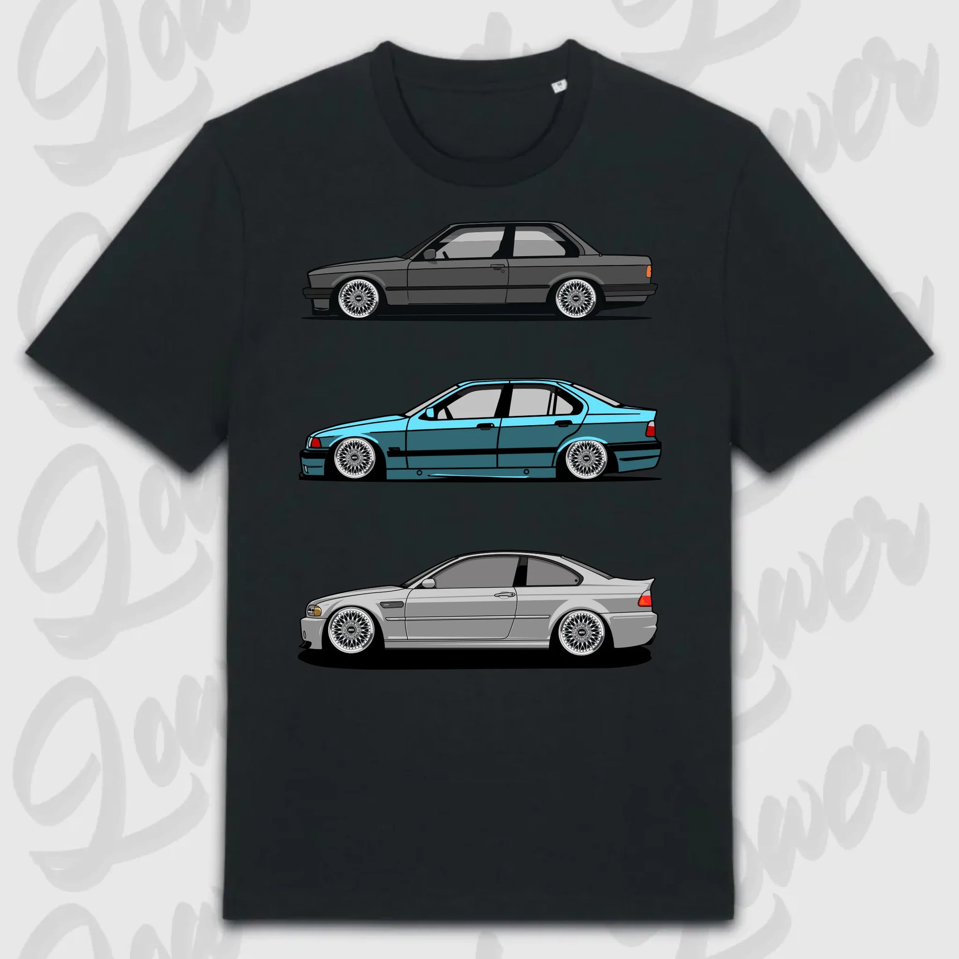 T-Shirt Tuning Cars, Personalisiert Schwarz, VW, BMW, Audi, Mercedes, Autos