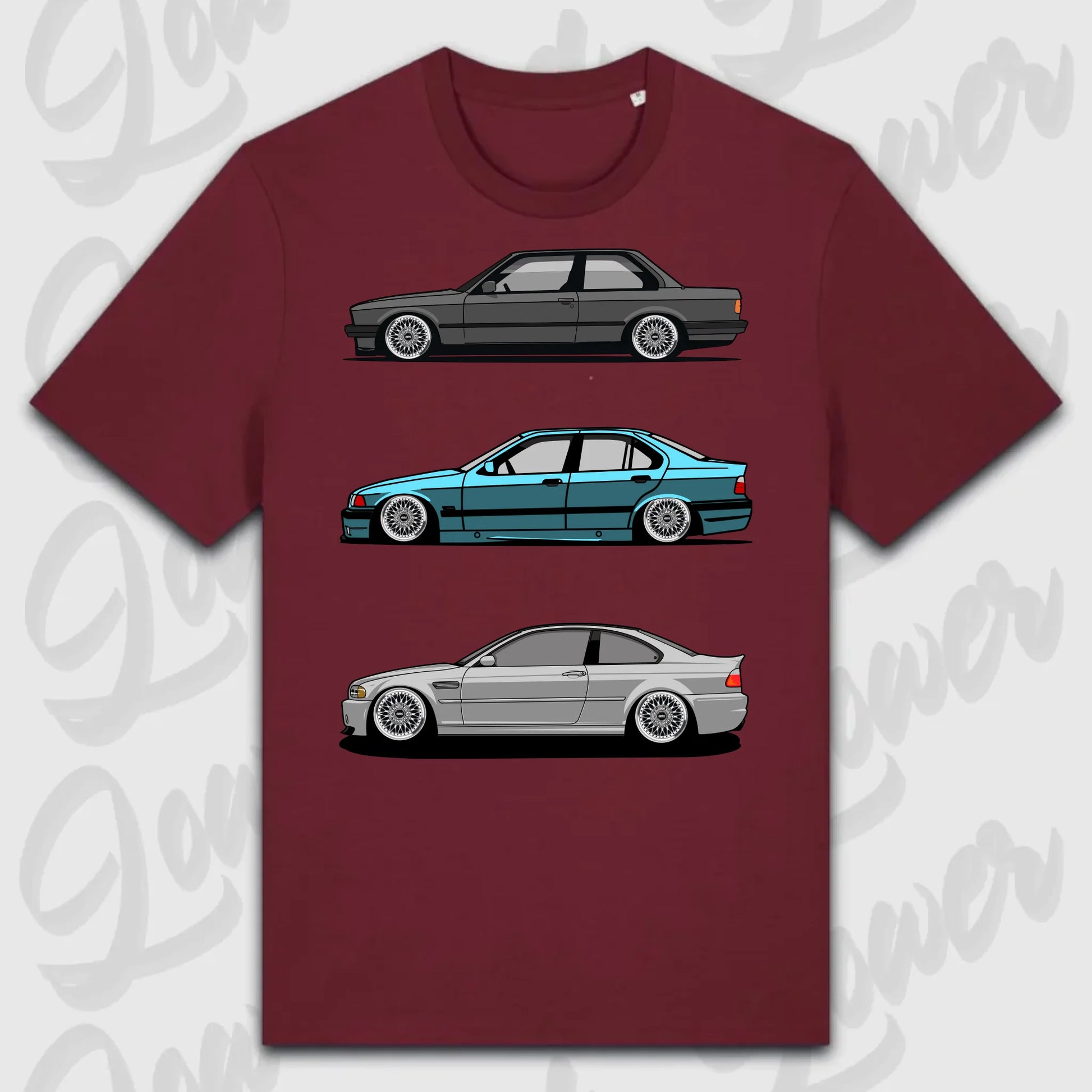 T-Shirt Tuning Cars, Personalisiert Rot, VW, BMW, Audi, Mercedes, Autos