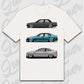 T-Shirt Tuning Cars, Personalisiert Weiß, VW, BMW, Audi, Mercedes, Autos