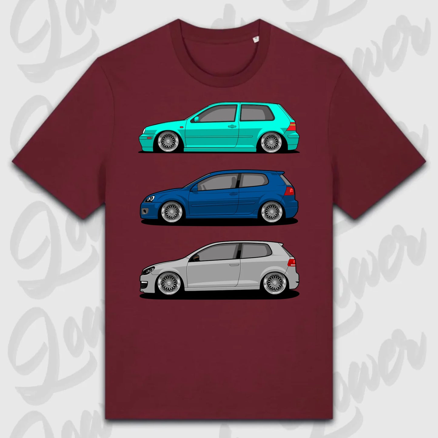 T-Shirt Tuning Cars, Personalisiert Rot, VW, BMW, Audi, Mercedes, Autos