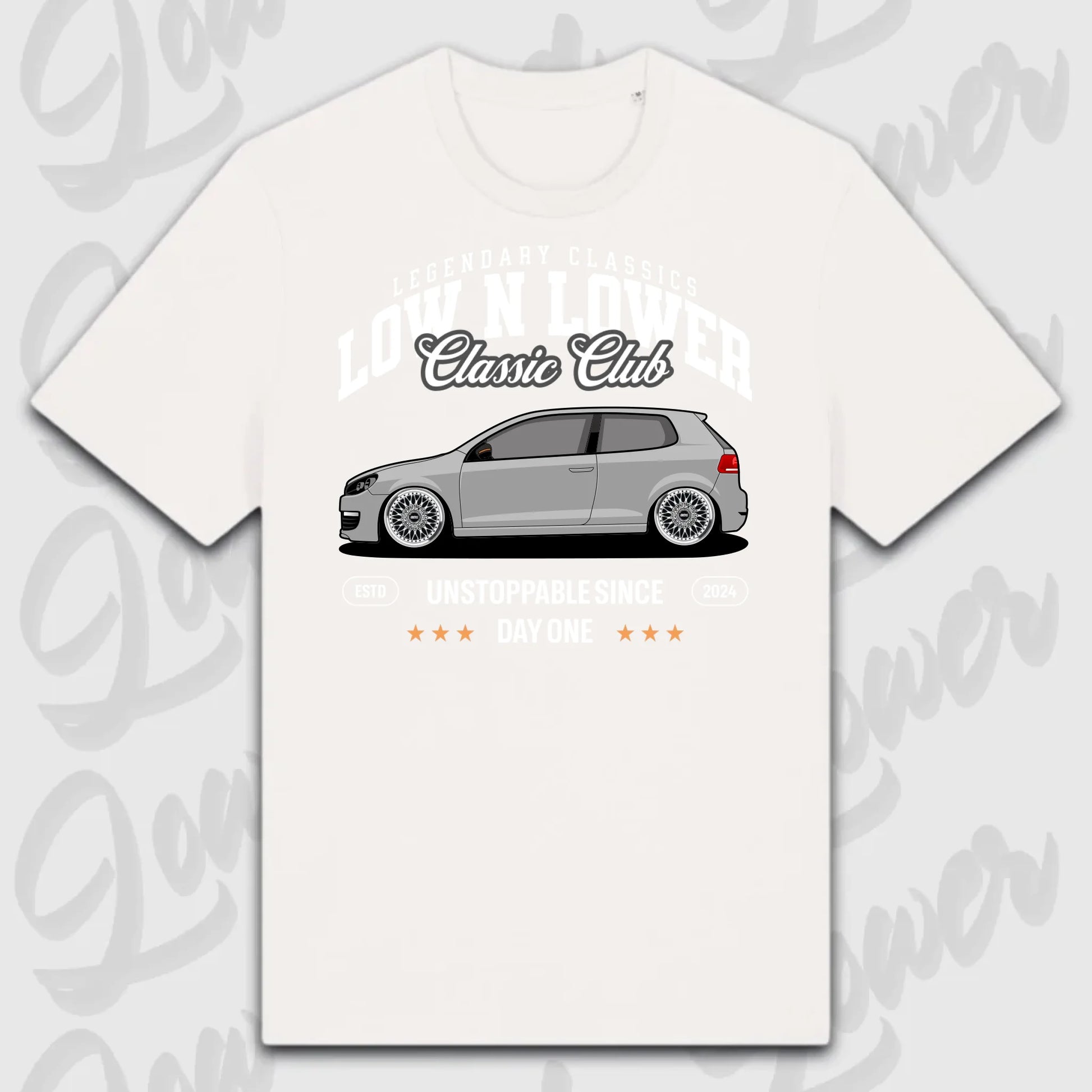 T-Shirt Tuning Cars, Personalisiert Weiß, VW, BMW, Audi, Mercedes, Autos