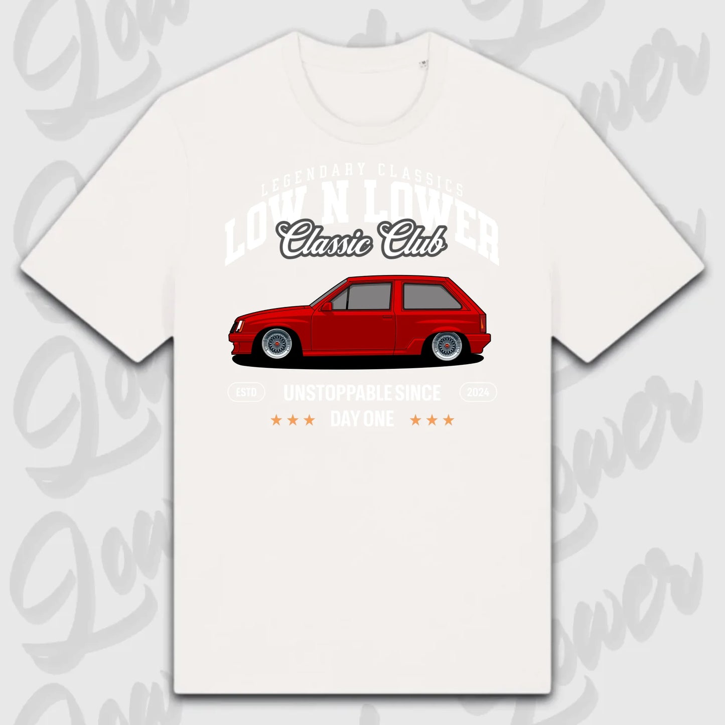 T-Shirt Tuning Cars, Personalisiert Weiß, VW, BMW, Audi, Mercedes, Autos