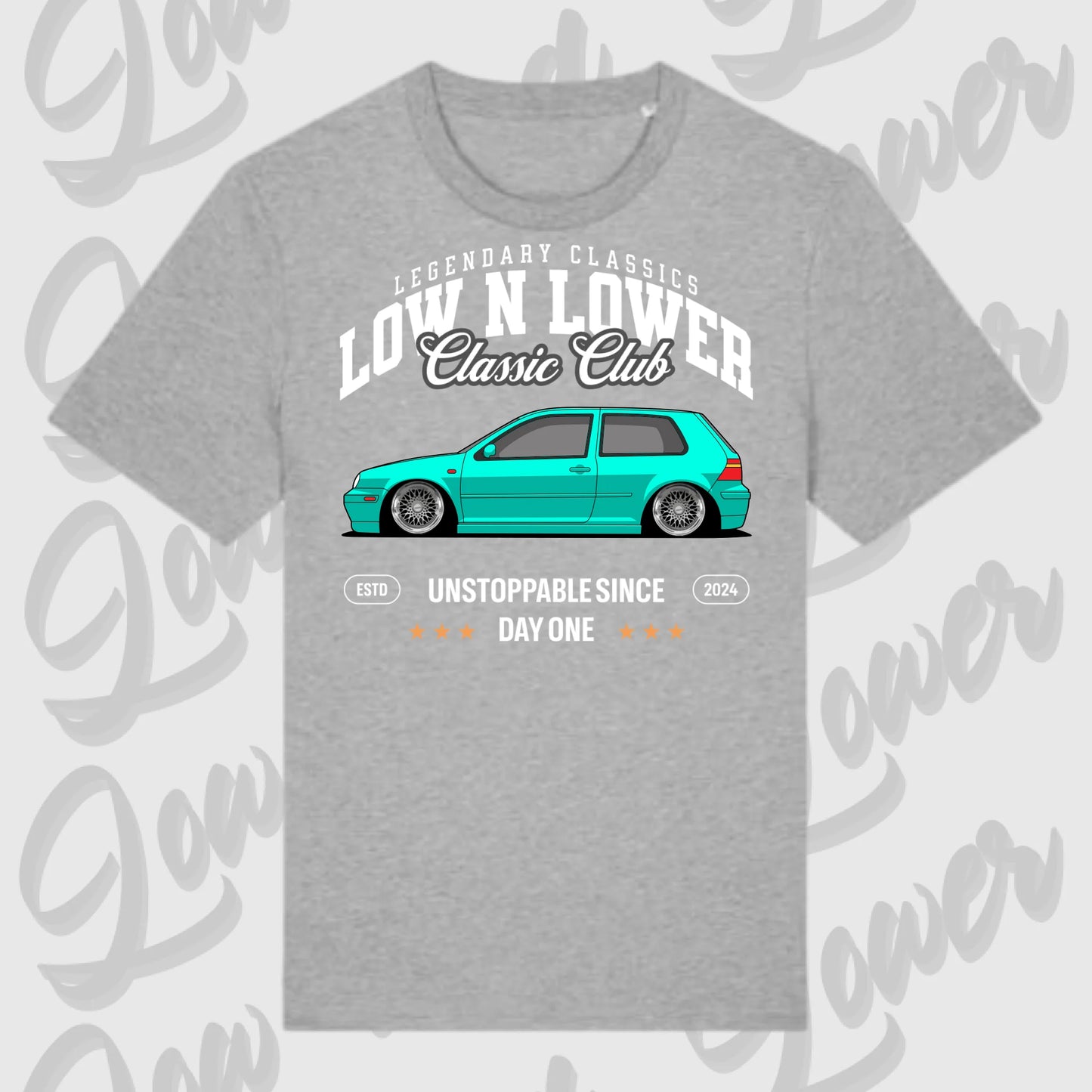 T-Shirt Tuning Cars, Personalisiert grau, VW, BMW, Audi, Mercedes, Autos
