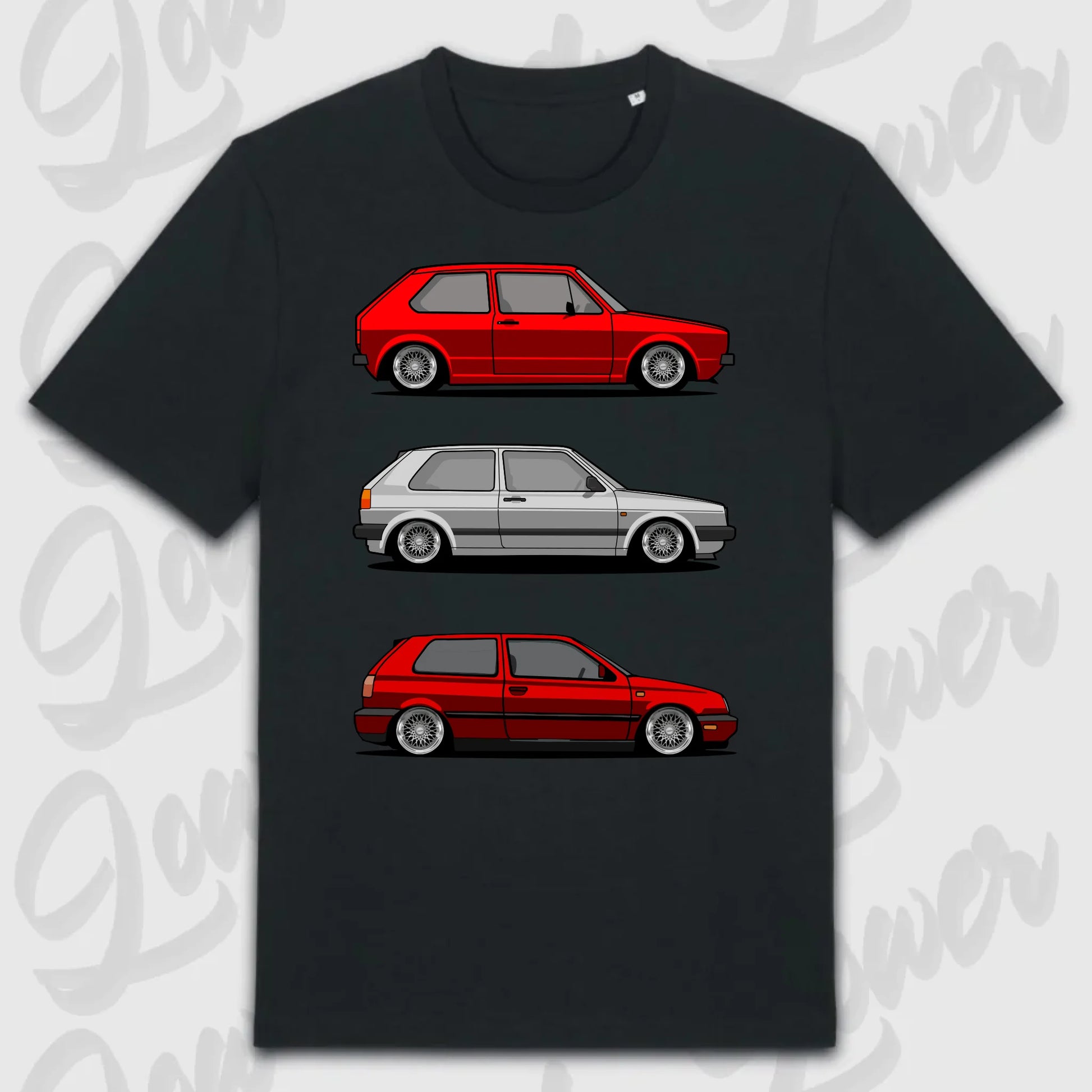 T-Shirt Tuning Cars, Personalisiert Schwarz, VW, BMW, Audi, Mercedes, Autos