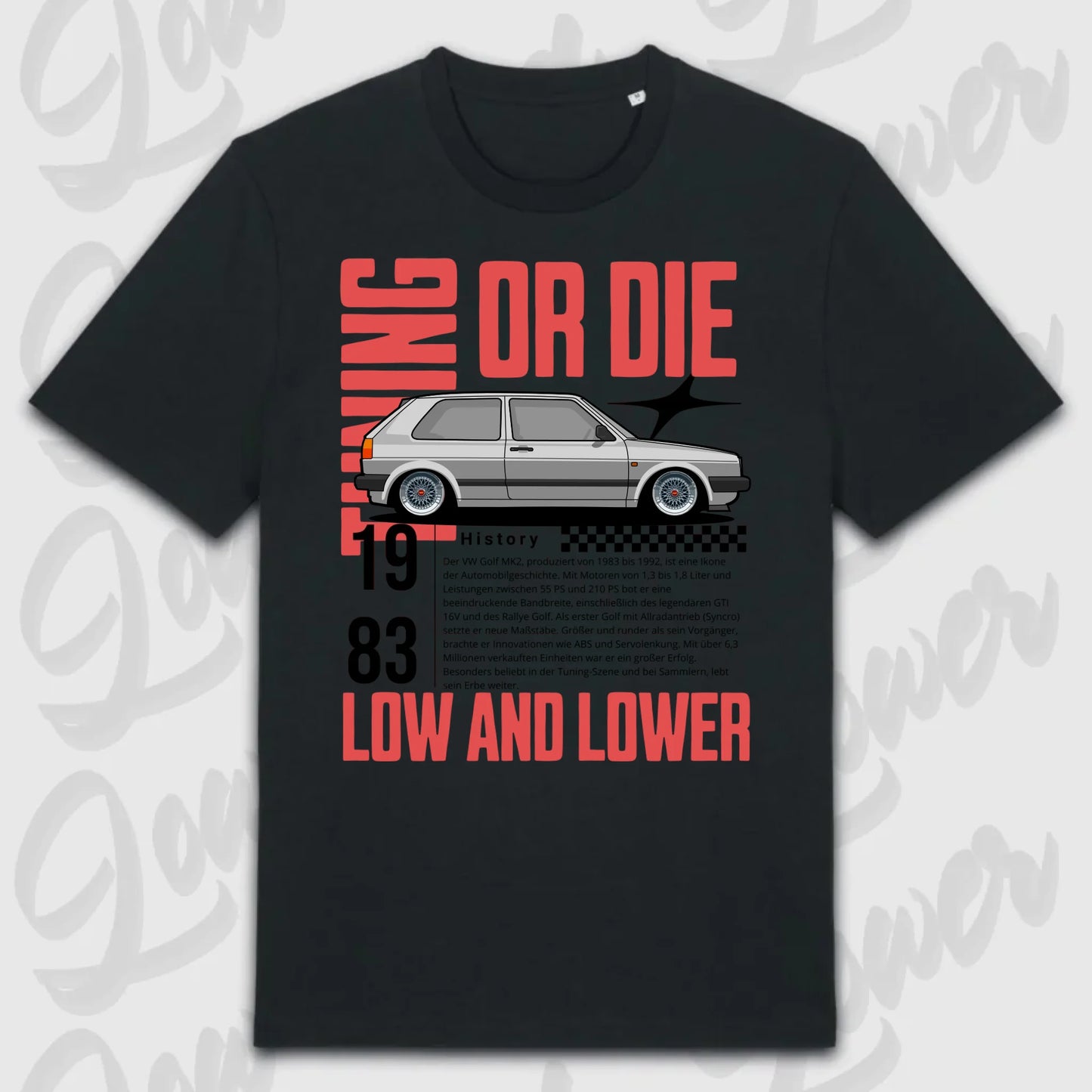 T-Shirt Tuning Cars, Personalisiert Schwarz, VW, BMW, Audi, Mercedes, Autos