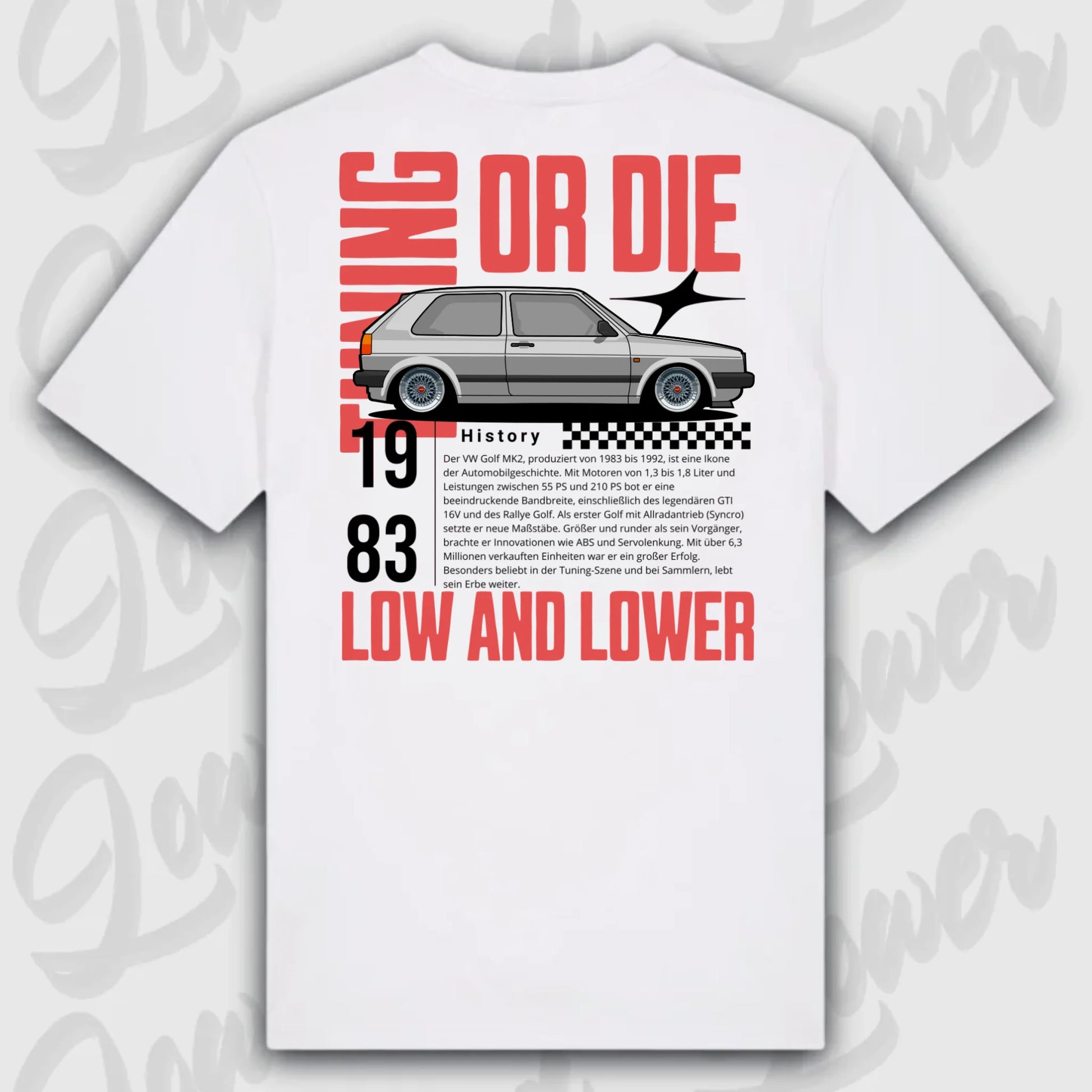 T-Shirt Tuning Cars, Personalisiert weiß Rückseite, VW, B