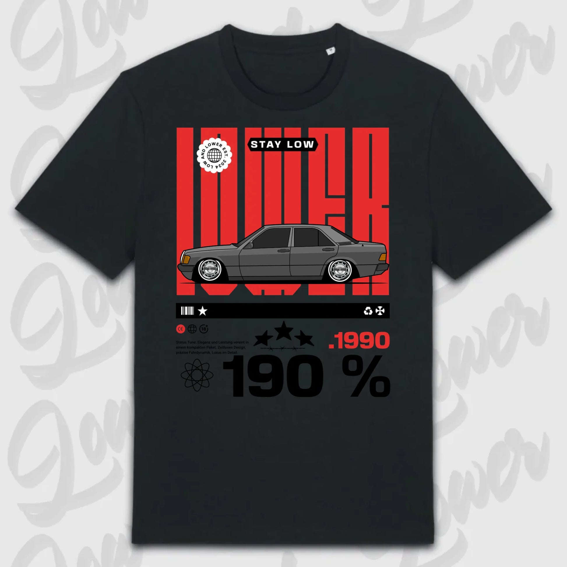 T-Shirt Tuning Cars, Personalisiert Schwarz, VW, BMW, Audi, Mercedes, Autos