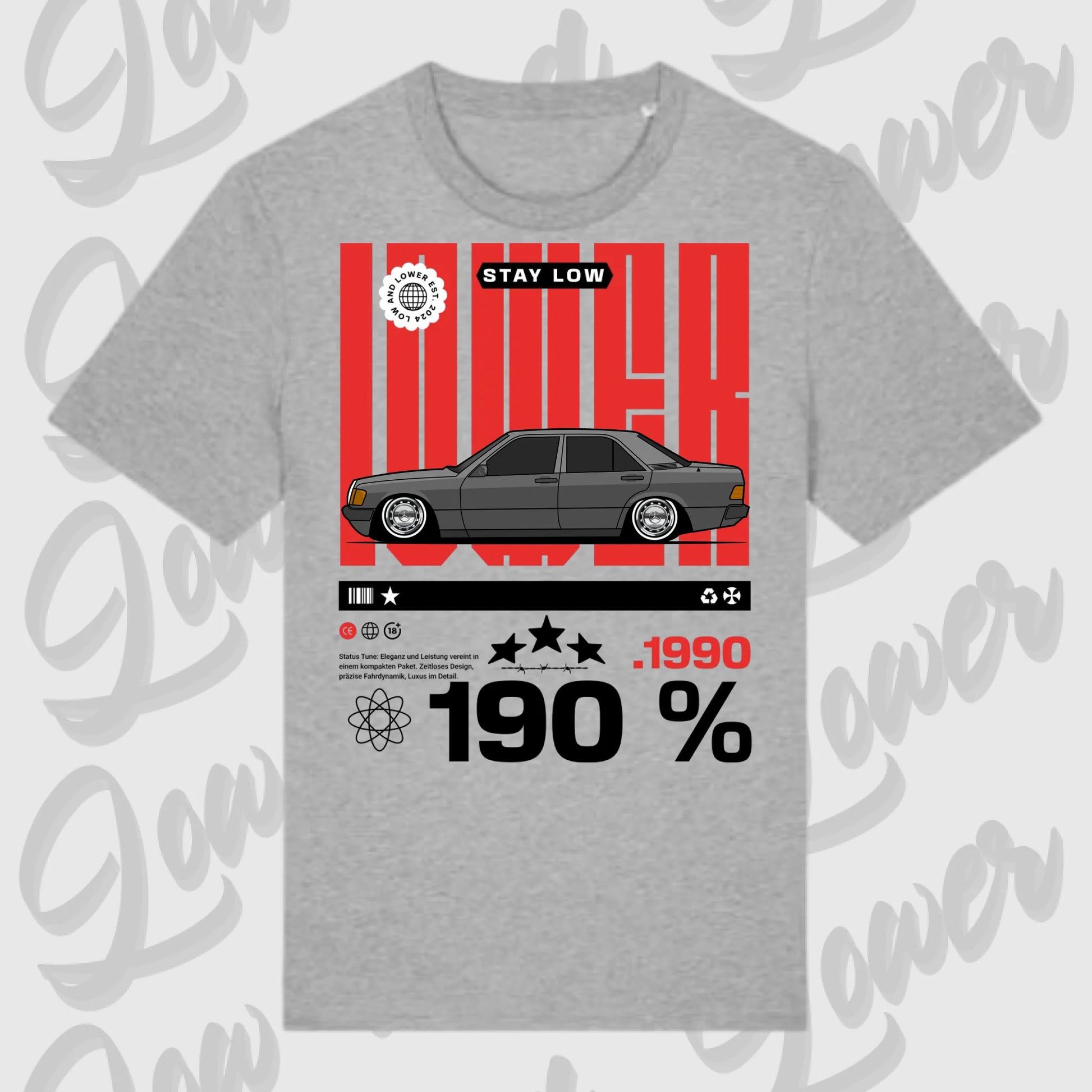 T-Shirt Tuning Cars, Personalisiert grau, VW, BMW, Audi, Mercedes, Autos