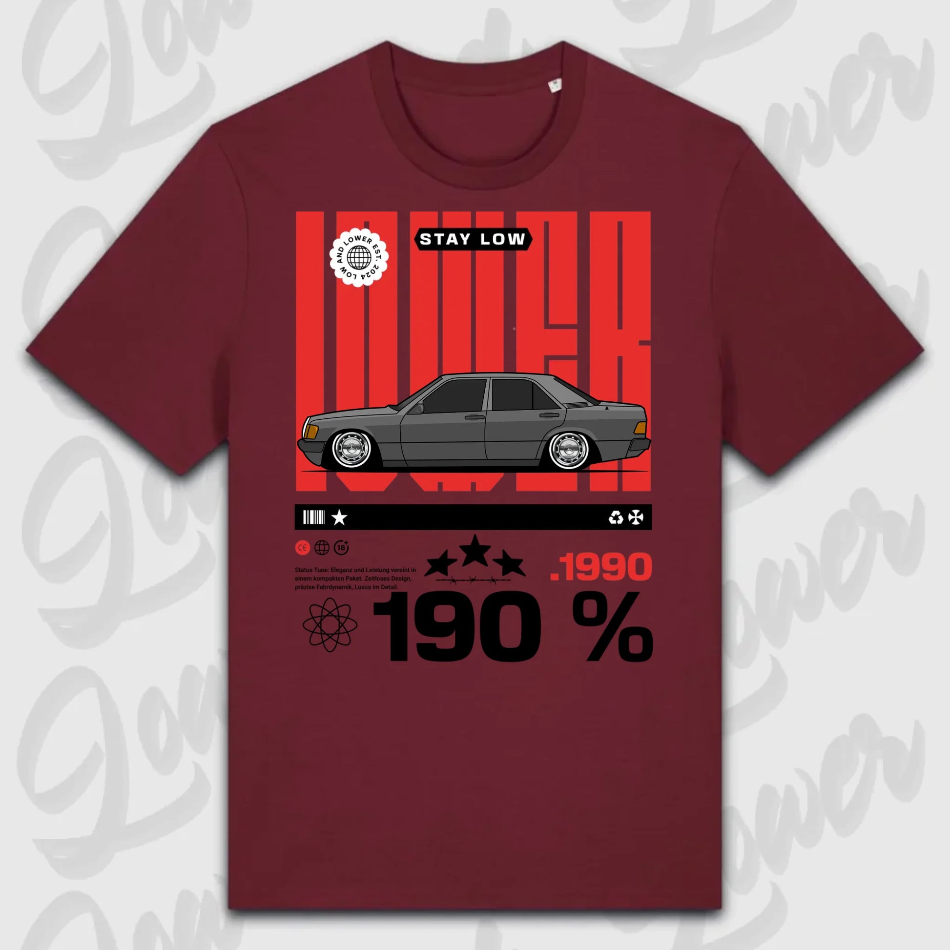 T-Shirt Tuning Cars, Personalisiert Rot, VW, BMW, Audi, Mercedes, Autos