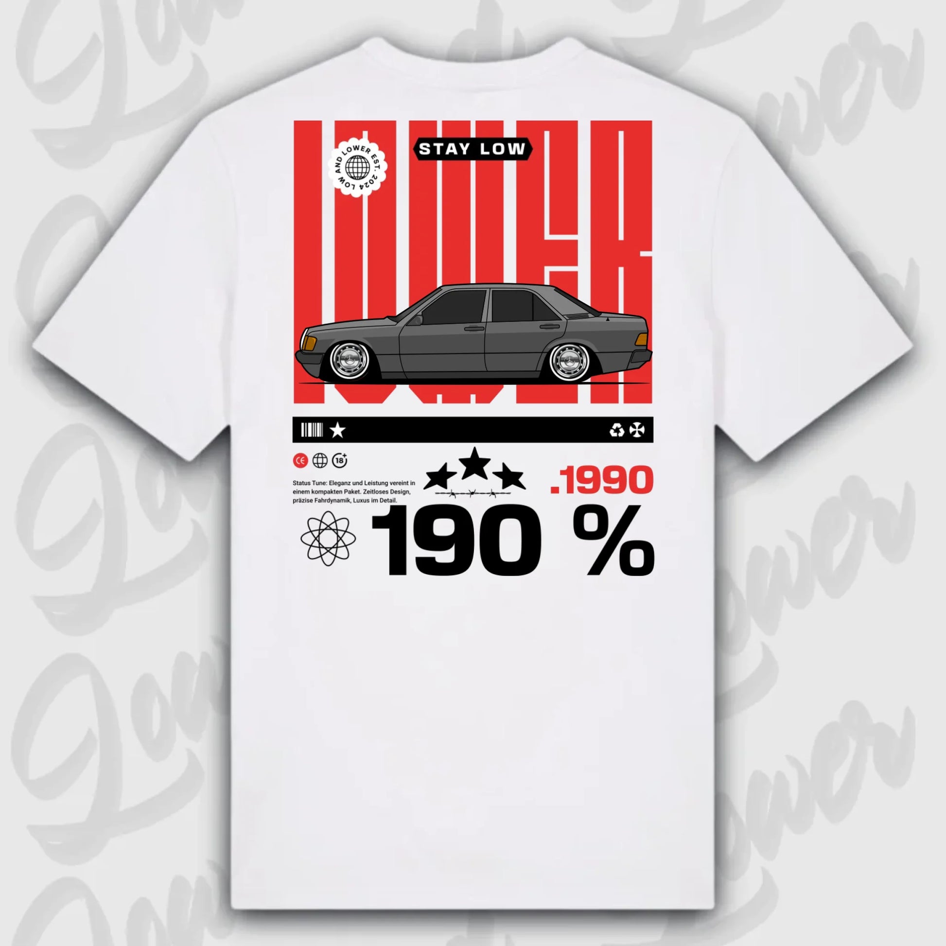 T-Shirt Tuning Cars, Personalisiert weiß Rückseite, VW, B